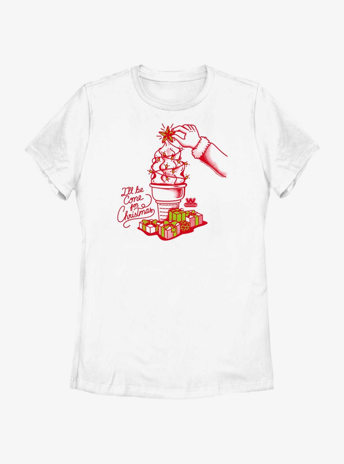 Wienerschnitzel Christmas Cone Womens T-Shirt, WHITE, hi-res