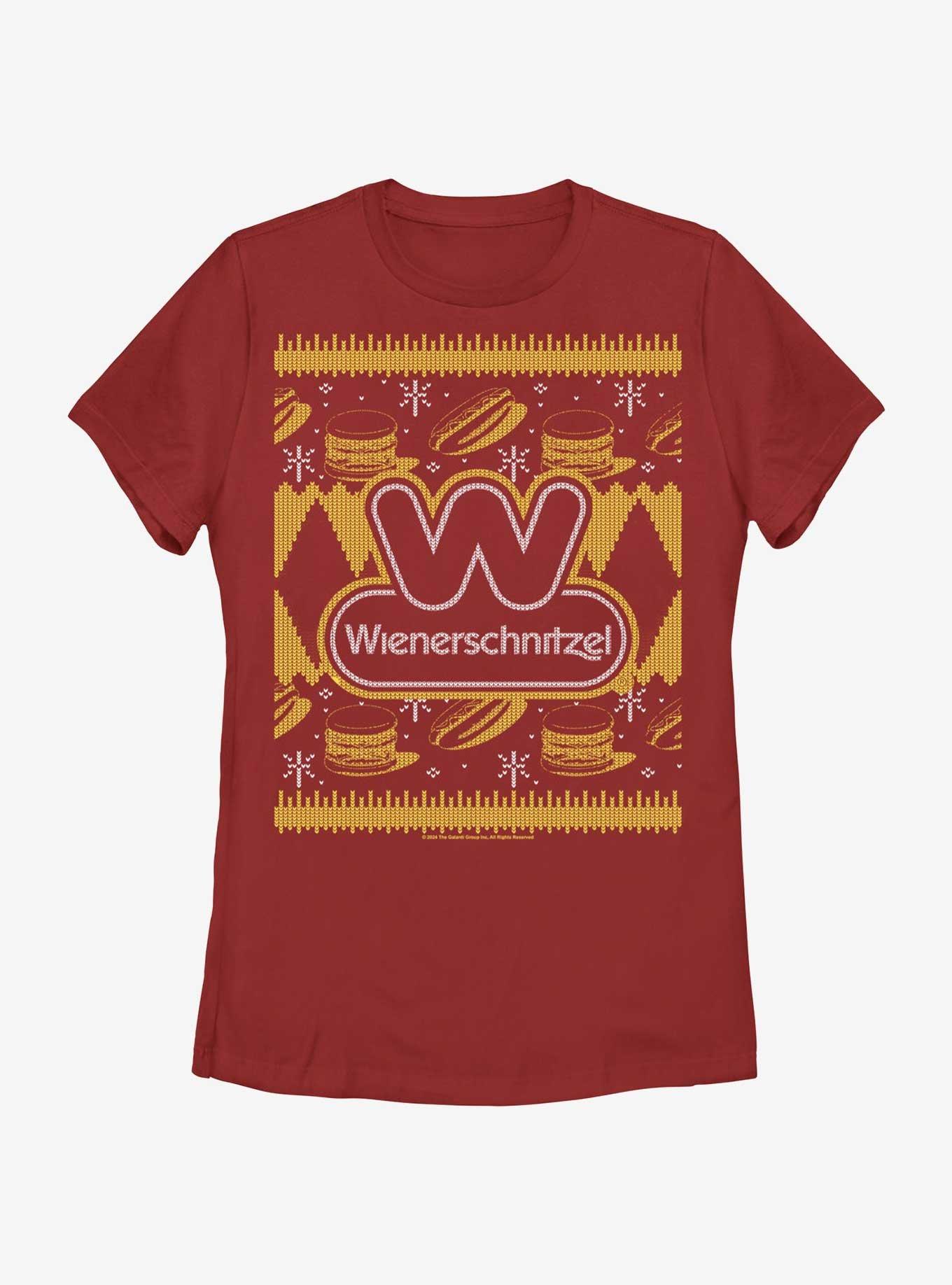 Wienerschnitzel Ugly Sweater Womens T-Shirt, RED, hi-res