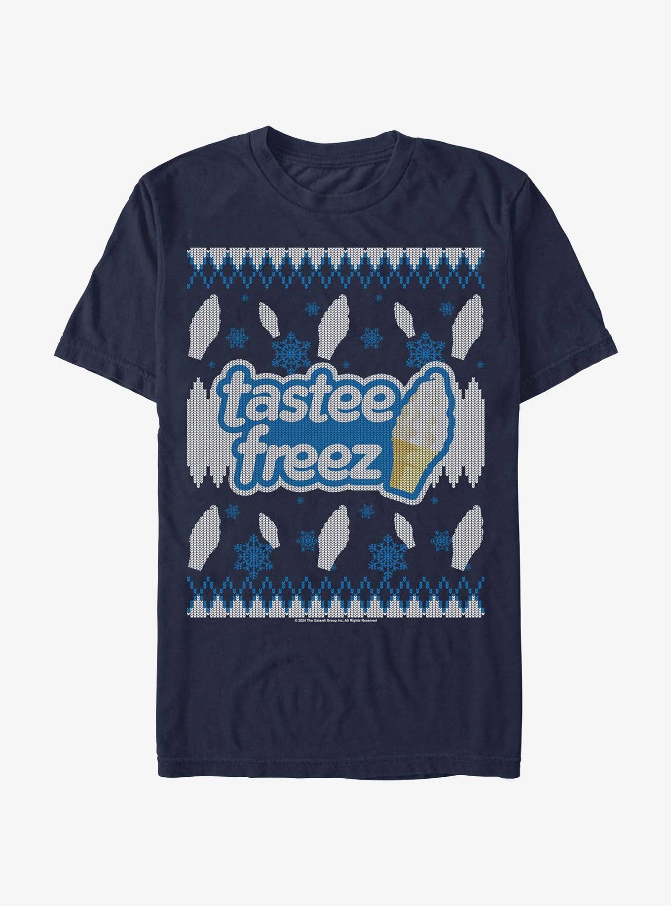 Wienerschnitzel Tastee Freez Ugly Sweater T-Shirt, NAVY, hi-res