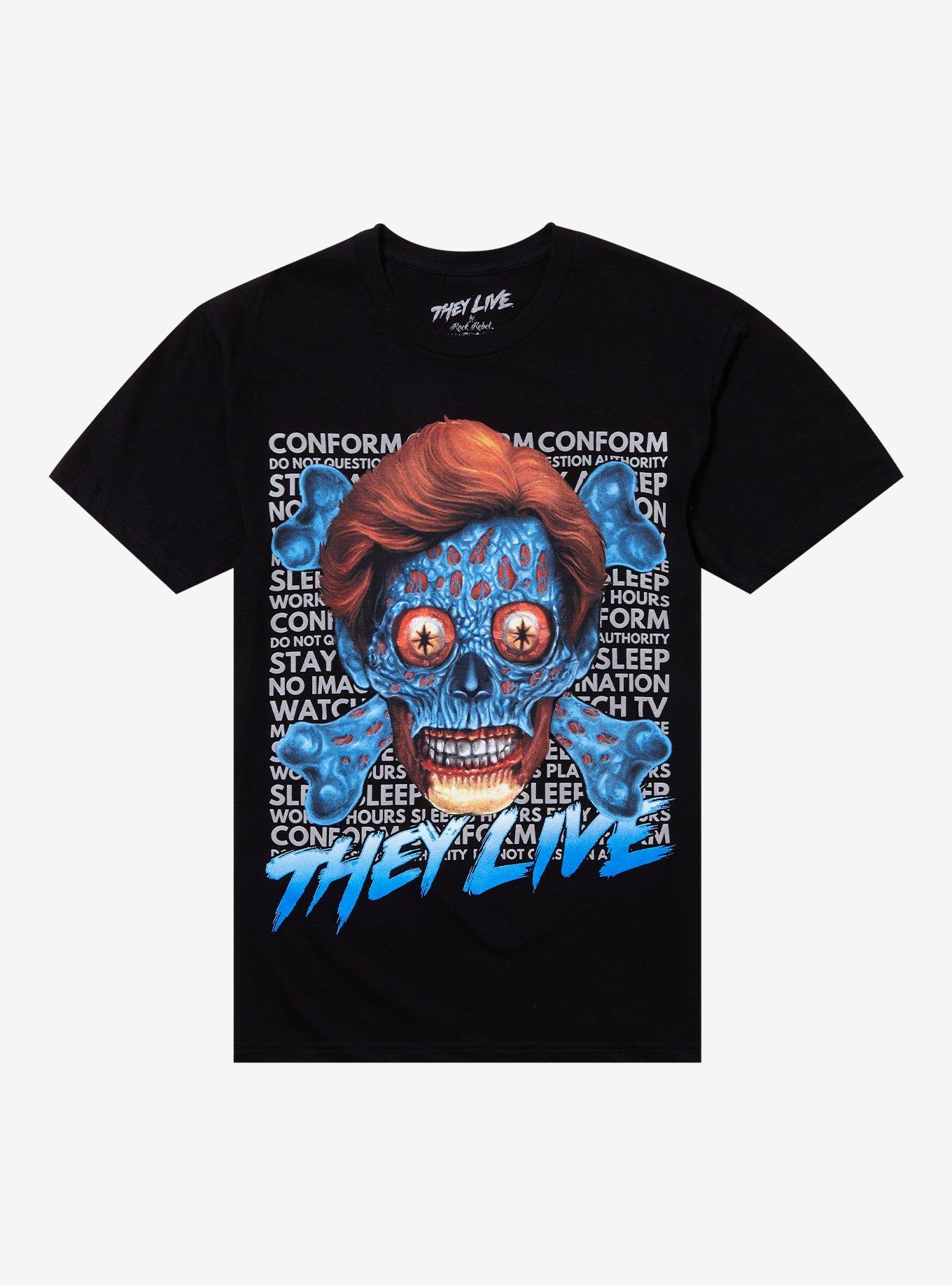 They Live Alien Skull & Crossbones T-Shirt, , hi-res