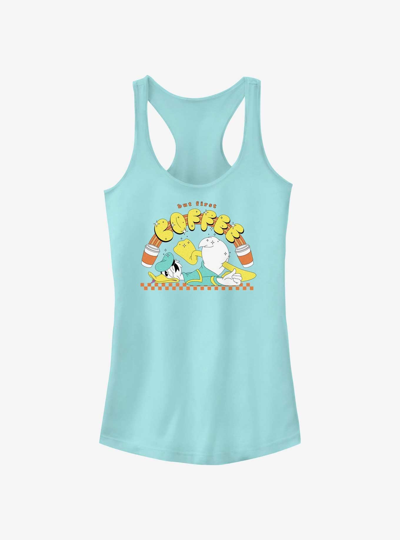 Disney Donald Duck But First Coffee Girls Tank Top