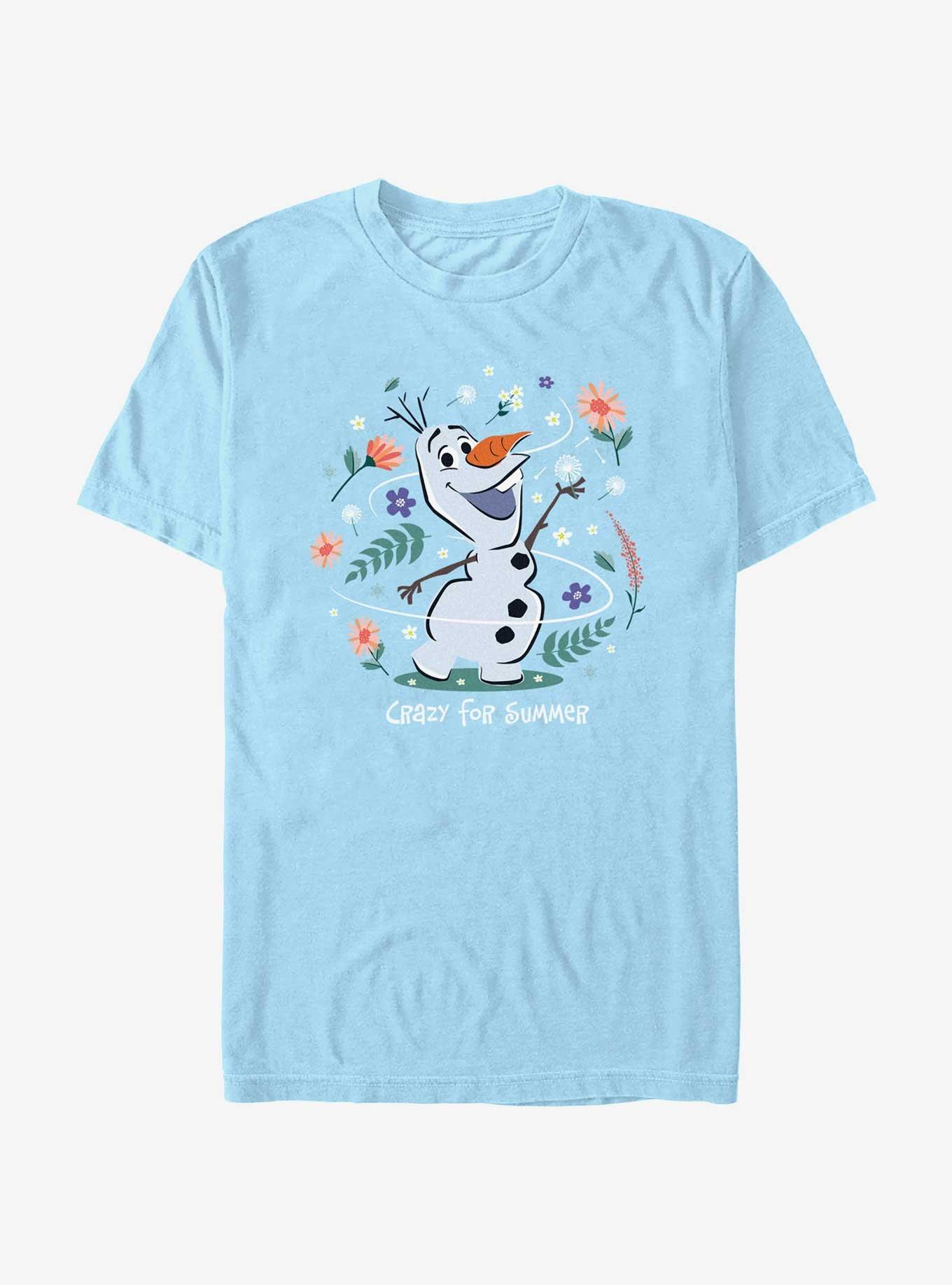 Disney Frozen Olaf 'Dreamin' Of Summer' Girls T-Shirt - White Glitter Graphic Tee (Medium)