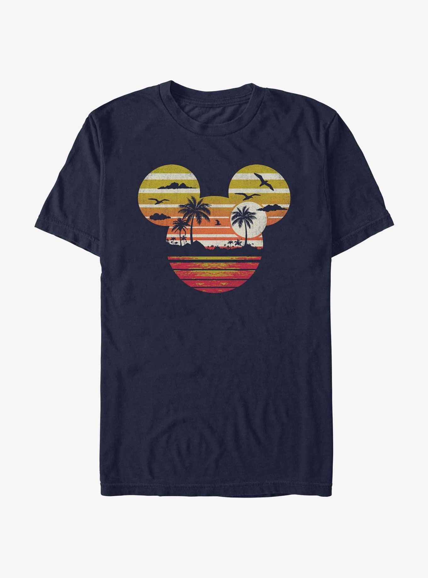Disney Mickey Mouse Sunset Mouse Head T-Shirt