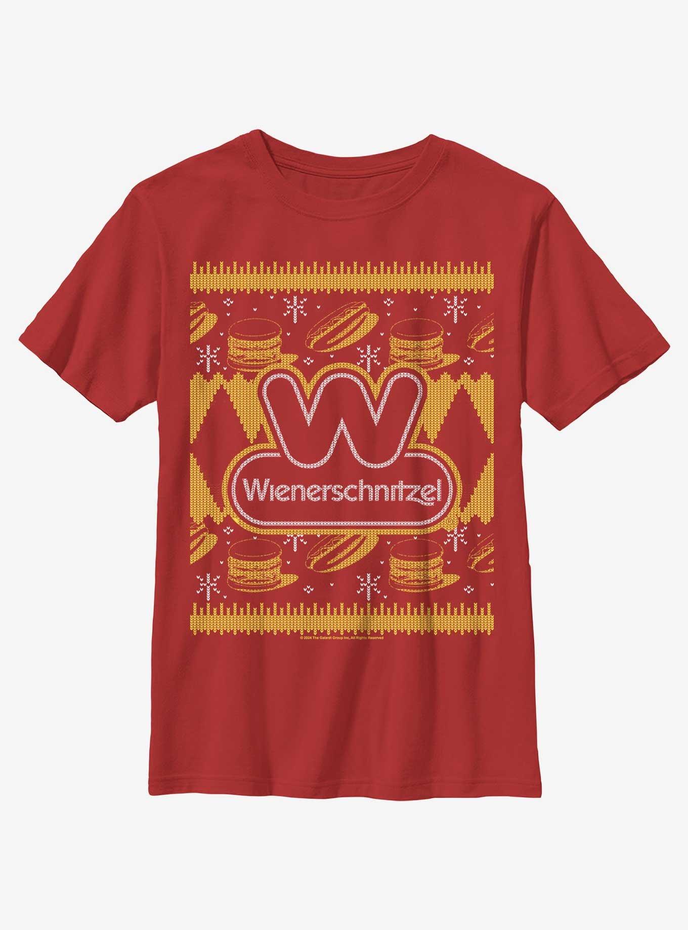 Wienerschnitzel Ugly Sweater Youth T-Shirt, RED, hi-res