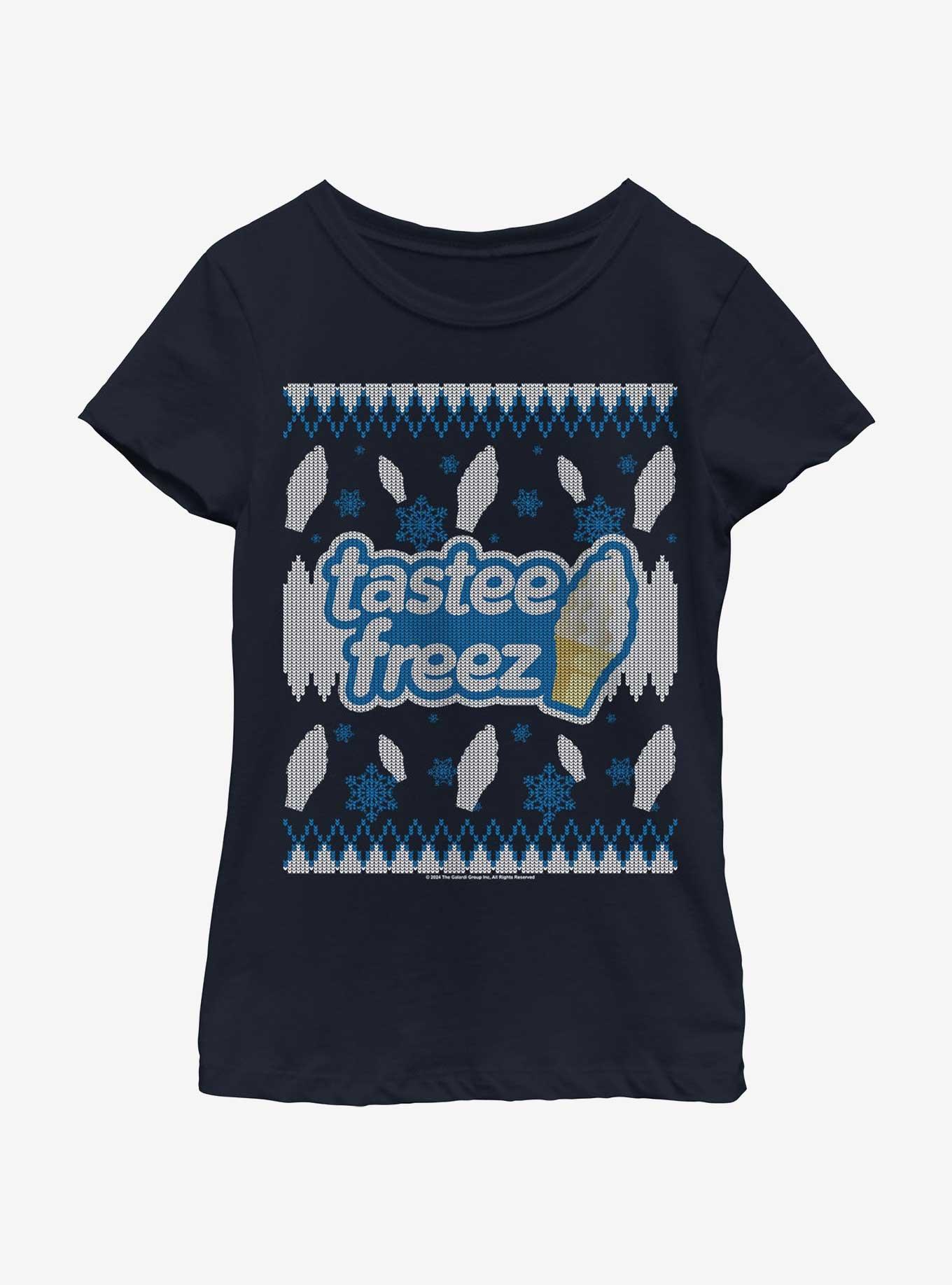 Wienerschnitzel Tastee Freez Ugly Sweater Youth Girls T-Shirt, NAVY, hi-res