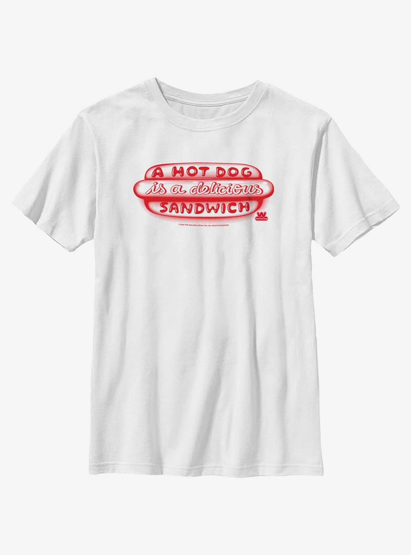 Wienerschnitzel A Delicious Sandwich Youth T-Shirt, WHITE, hi-res