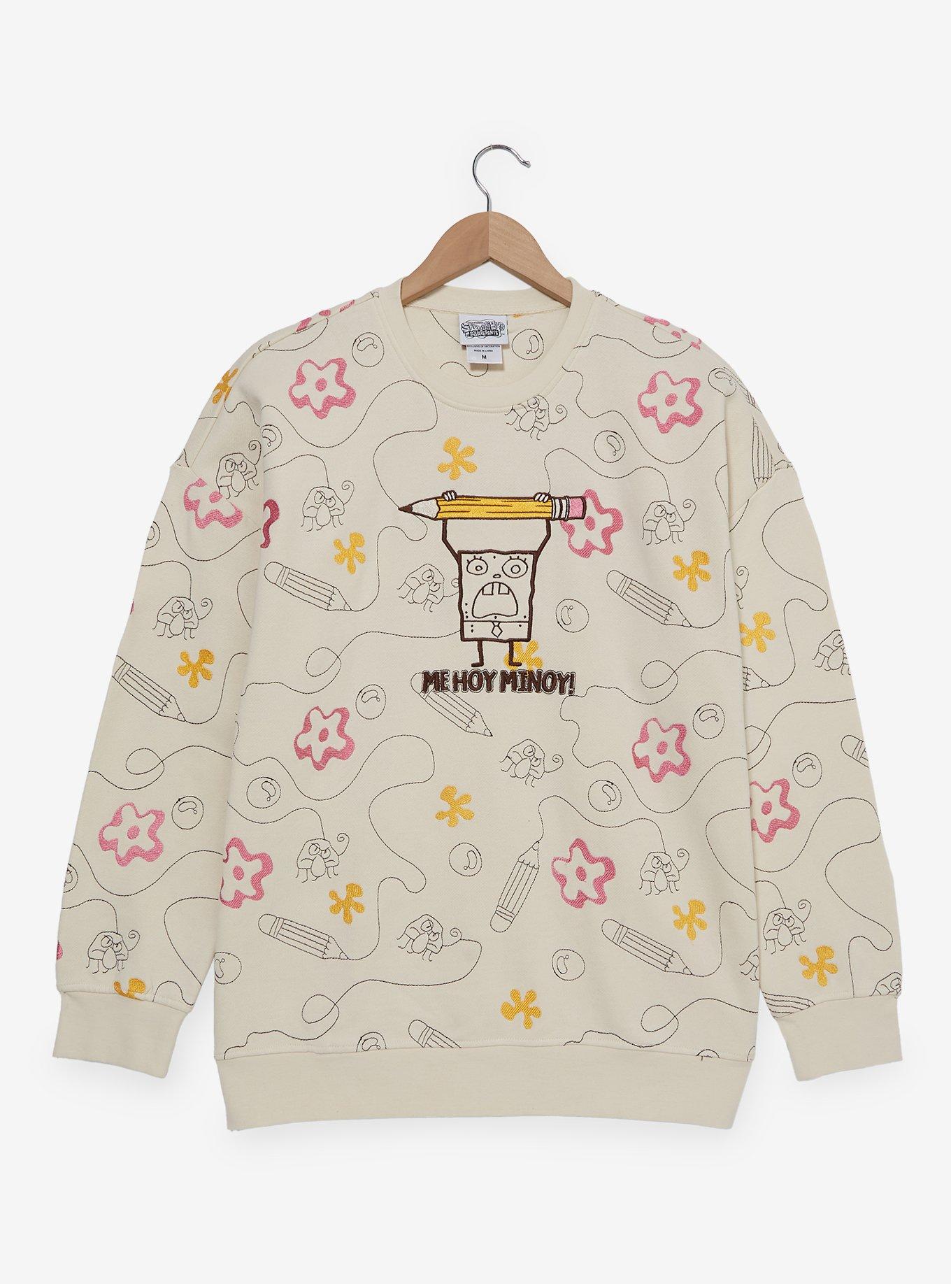 SpongeBob SquarePants DoodleBob Allover Embroidered Icons Crewneck - BoxLunch Exclusive, , hi-res