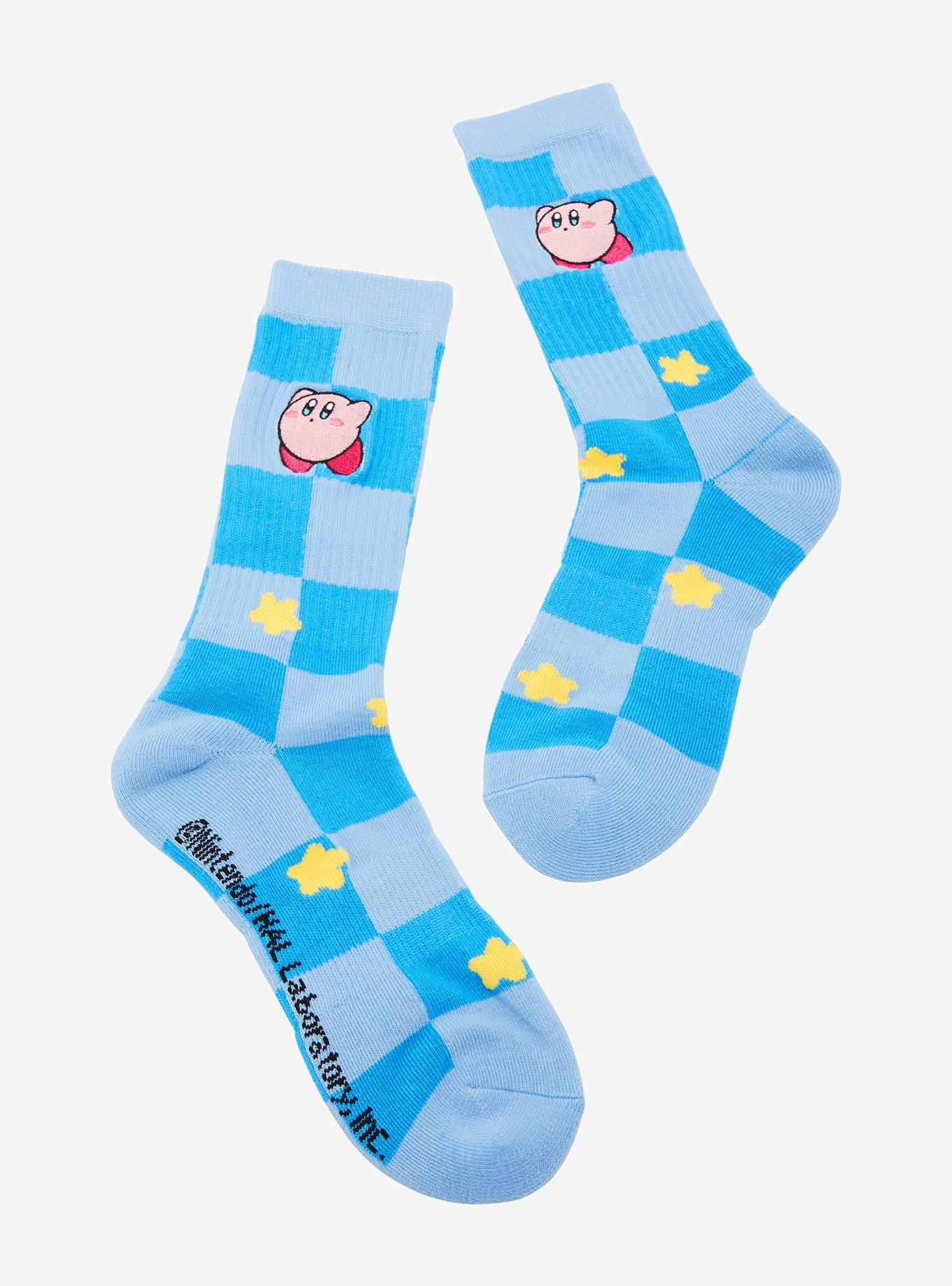 Nintendo Kirby Checkered Allover Print Crew Socks — BoxLunch Exclusive, , hi-res