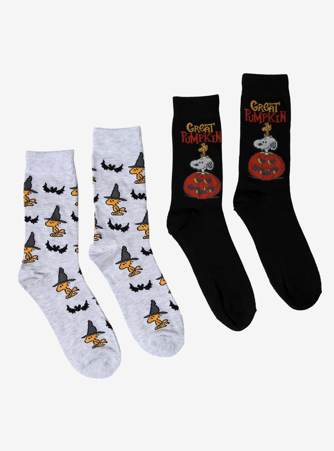 Peanuts Halloween Snoopy & Woodstock Crew Socks 2 Pair, , hi-res