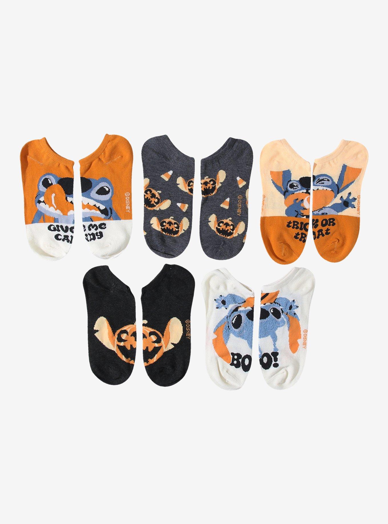 Disney Stitch Halloween No-Show Socks 5 Pair, , hi-res