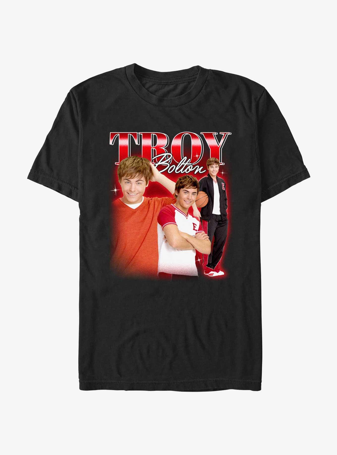 High School Musical Troy Bolton Portrait Collage T-Shirt, BLACK, hi-res