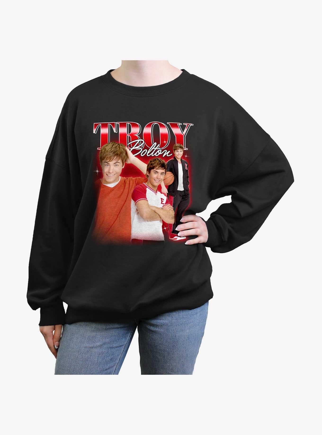 High School Musical Troy Bolton Portrait Collage Womens Oversized Sweatshirt, BLACK, hi-res