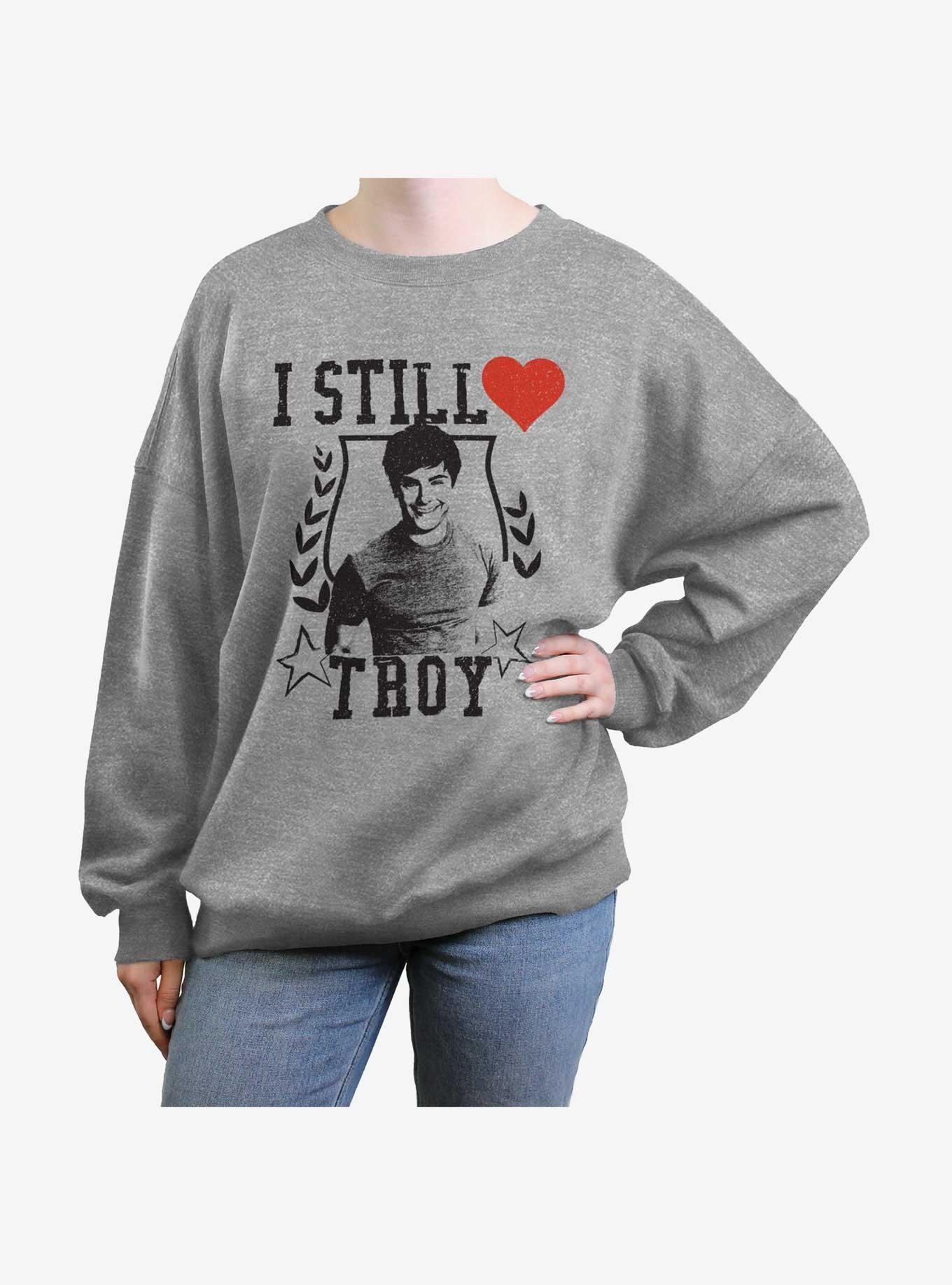 High School Musical I Still Heart Troy Womens Oversized Sweatshirt, HEATHER GR, hi-res