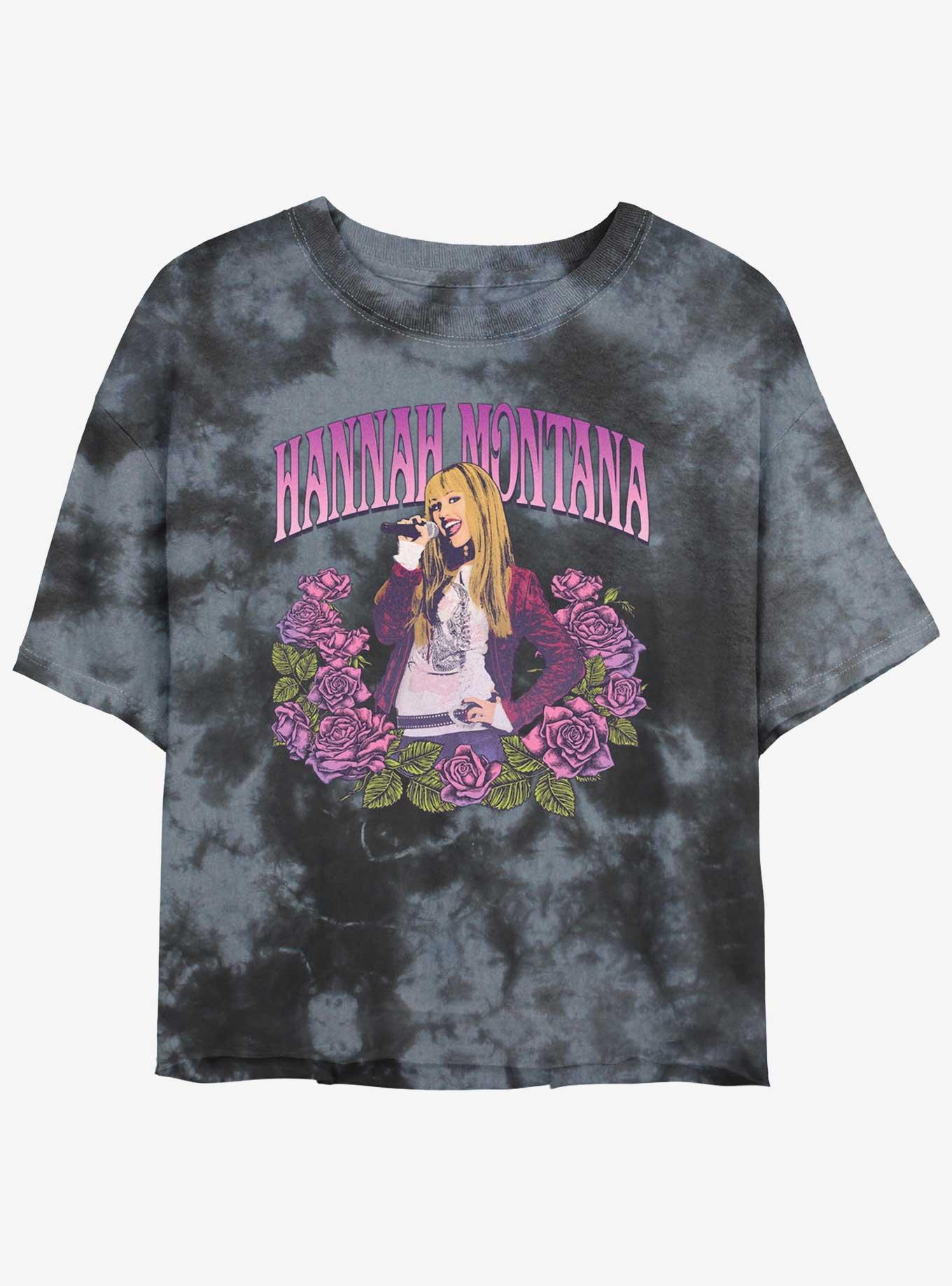 Hannah Montana Rose Portrait Tie Dye Crop Girls T-Shirt, BLKCHAR, hi-res