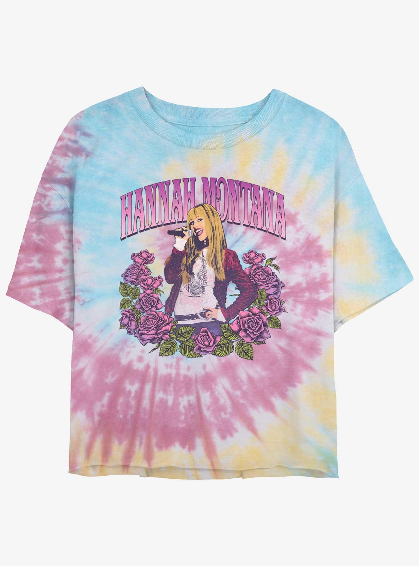 Hannah Montana Rose Portrait Tie Dye Crop Girls T-Shirt, BLUPNKLY, hi-res