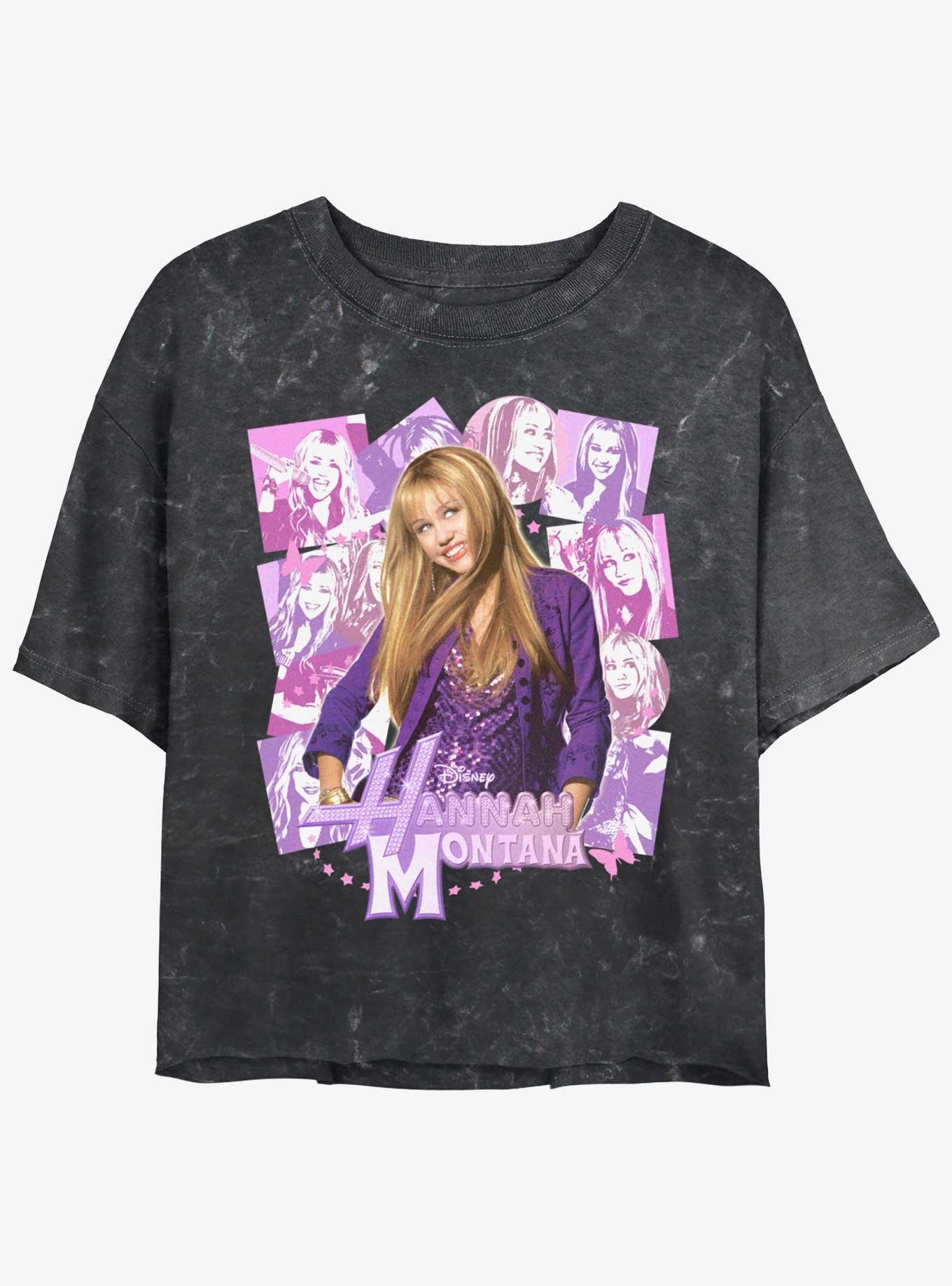 Hannah Montana Portrait Collage Mineral Wash Womens Crop T-Shirt, , hi-res