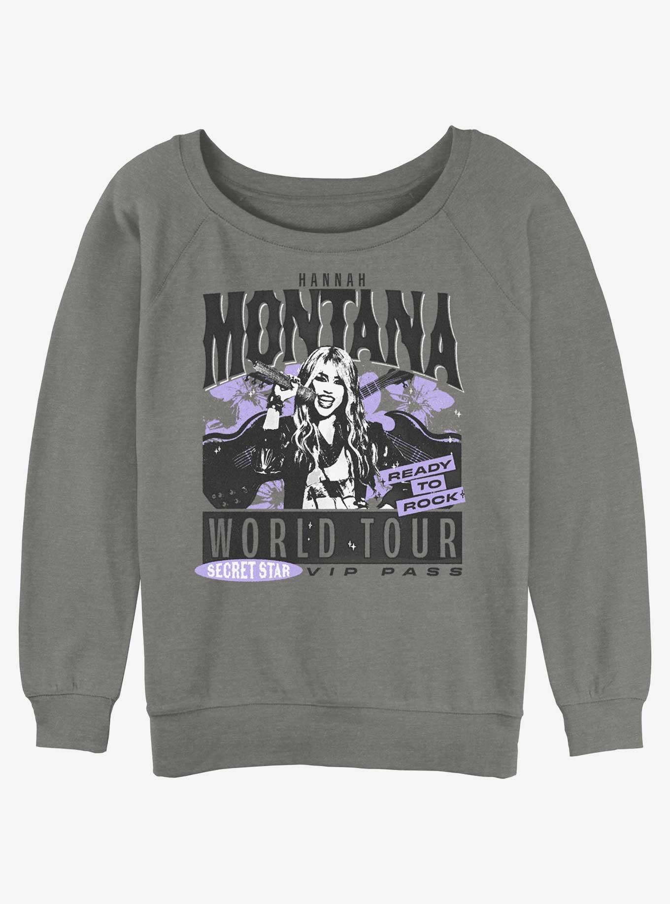 Hannah Montana World Tour Poster Womens Slouchy Sweatshirt, GRAY HTR, hi-res