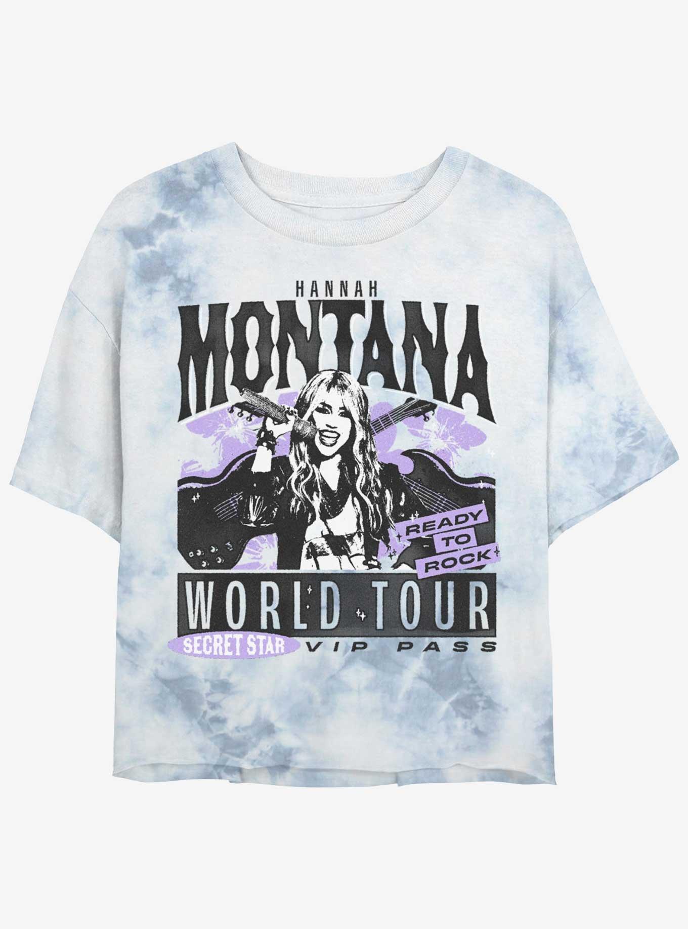 Hannah Montana World Tour Poster Tie Dye Crop Girls T-Shirt, WHITEBLUE, hi-res