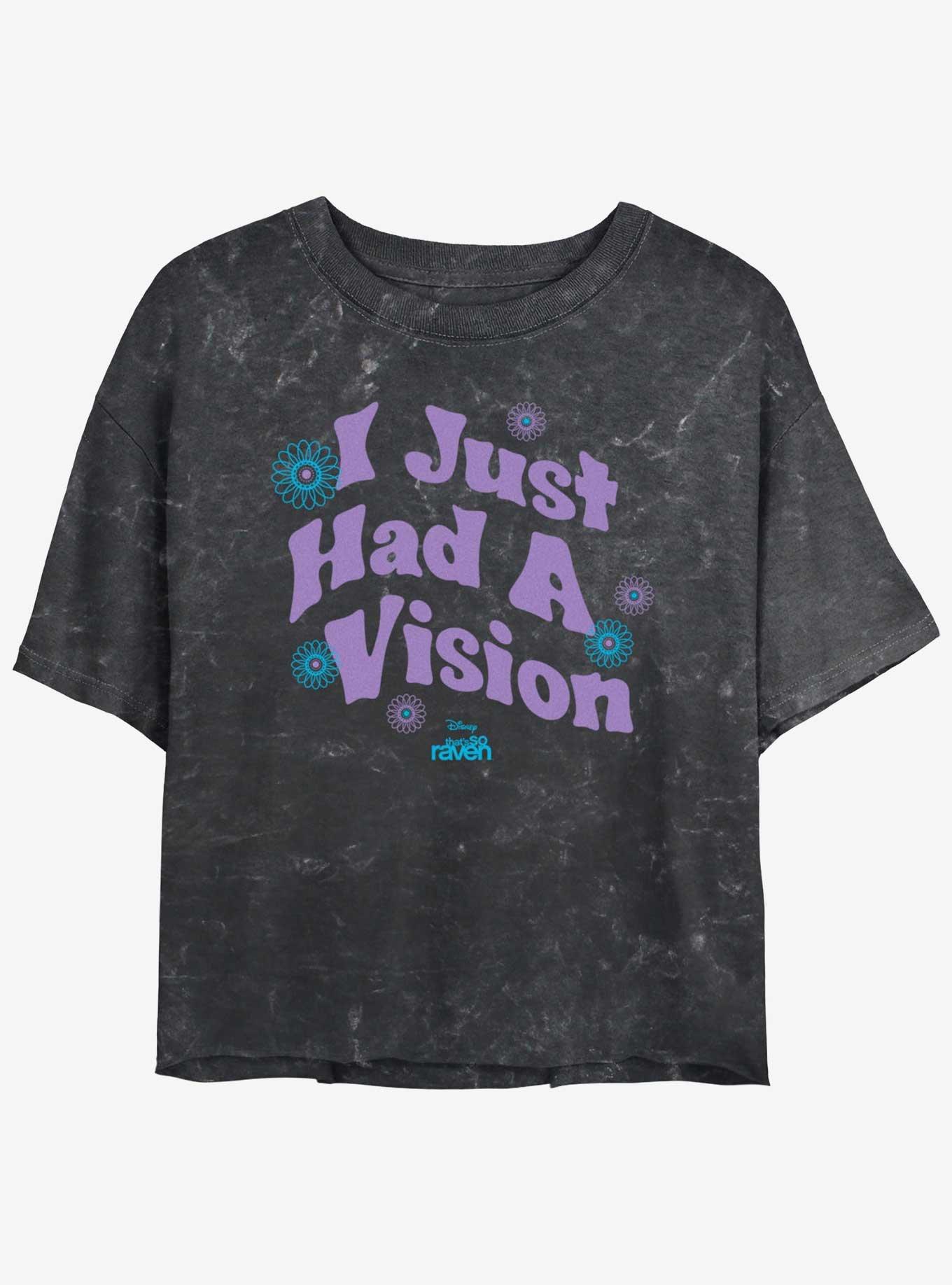 That's So Raven I Just Had A Vision Groovy Mineral Wash Womens Crop T-Shirt, BLACK, hi-res