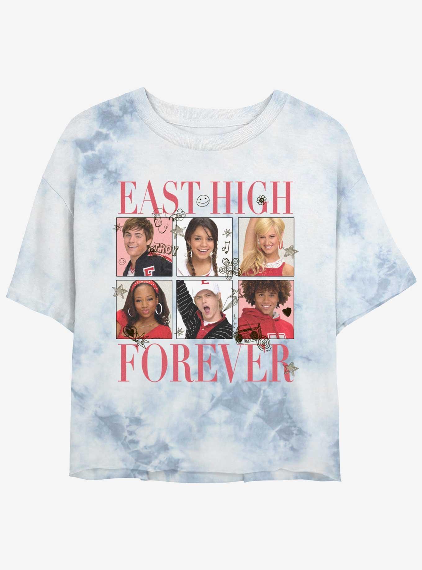 High School Musical East High Forever Tile Portraits Tie Dye Crop Girls T-Shirt, WHITEBLUE, hi-res