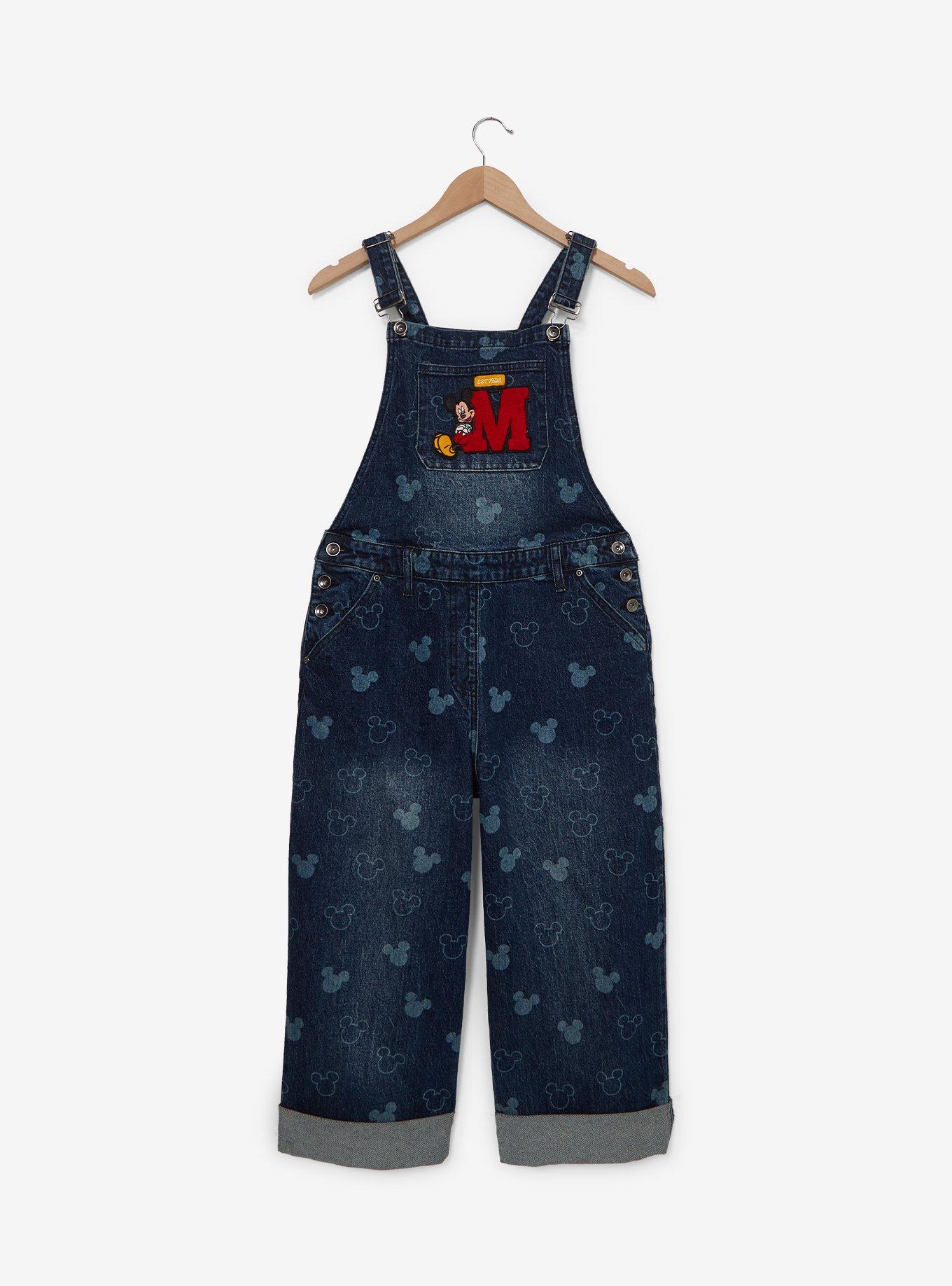 Disney Mickey Mouse Silhouette Allover Print Overalls, MEDIUM WASH, hi-res