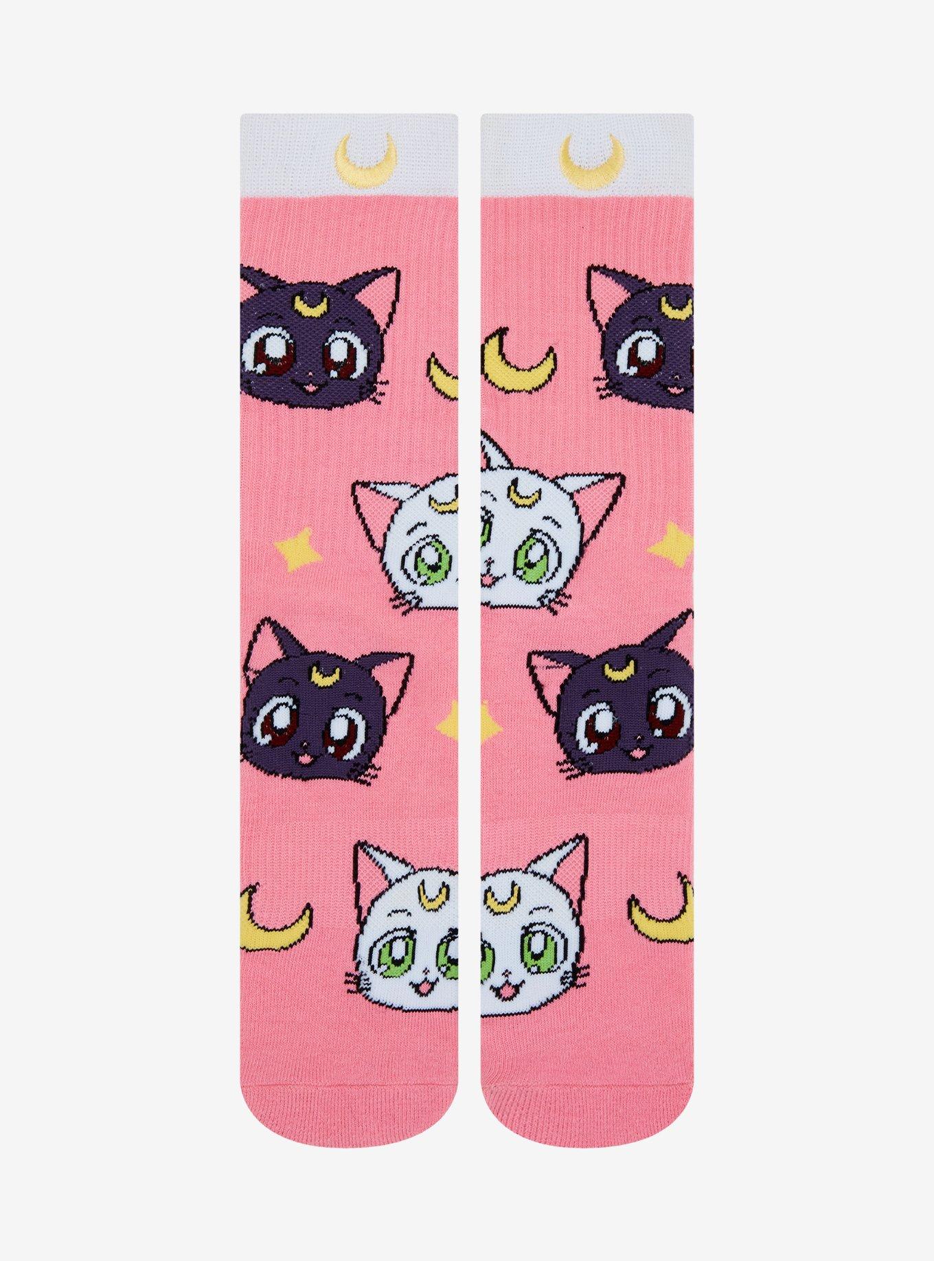 Sailor Moon Luna & Artemis Allover Print Crew Socks - BoxLunch Exclusive, , hi-res