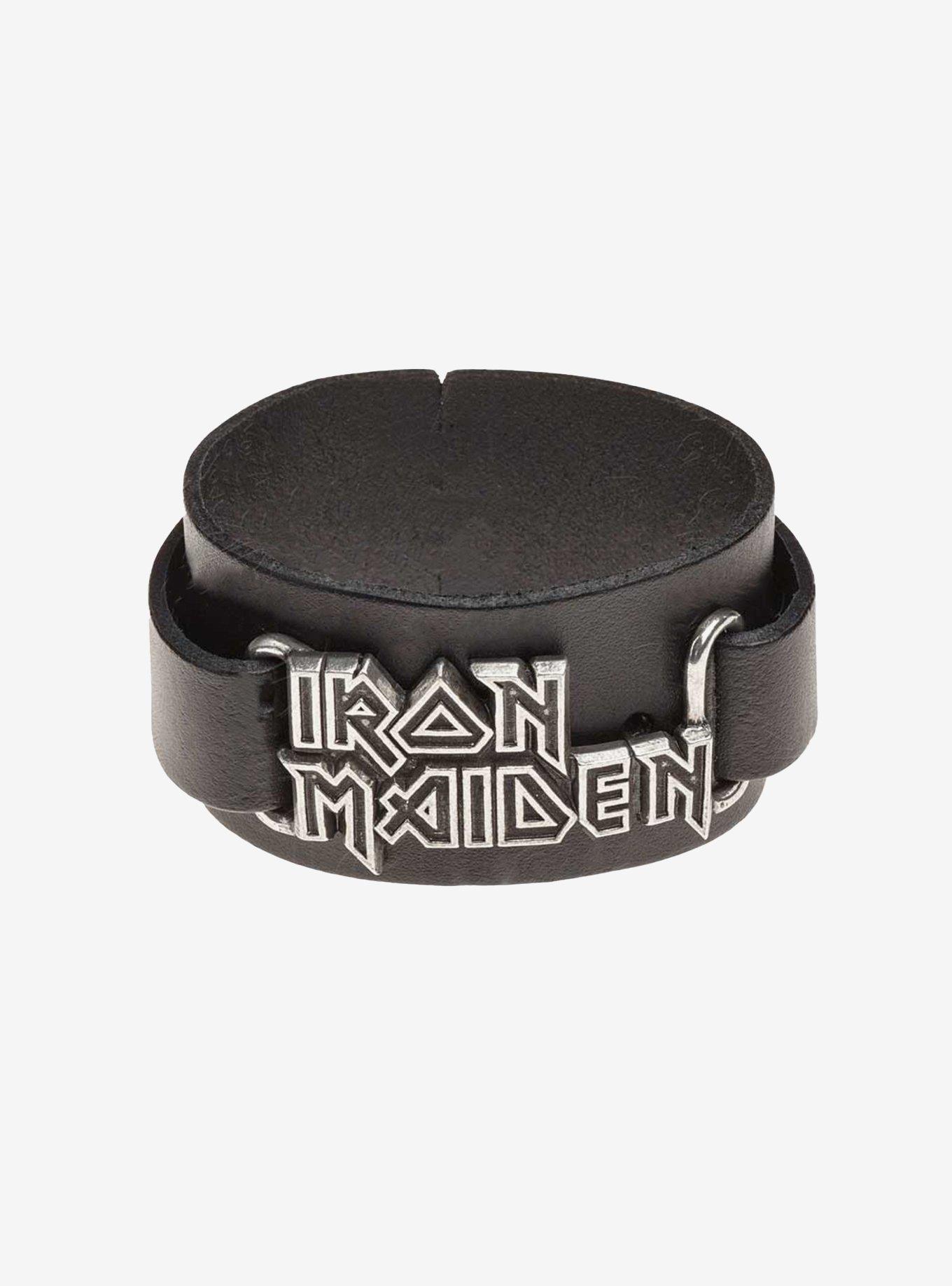 Alchemy of England Iron Maiden Logo Leather Wriststrap Bracelet, , hi-res