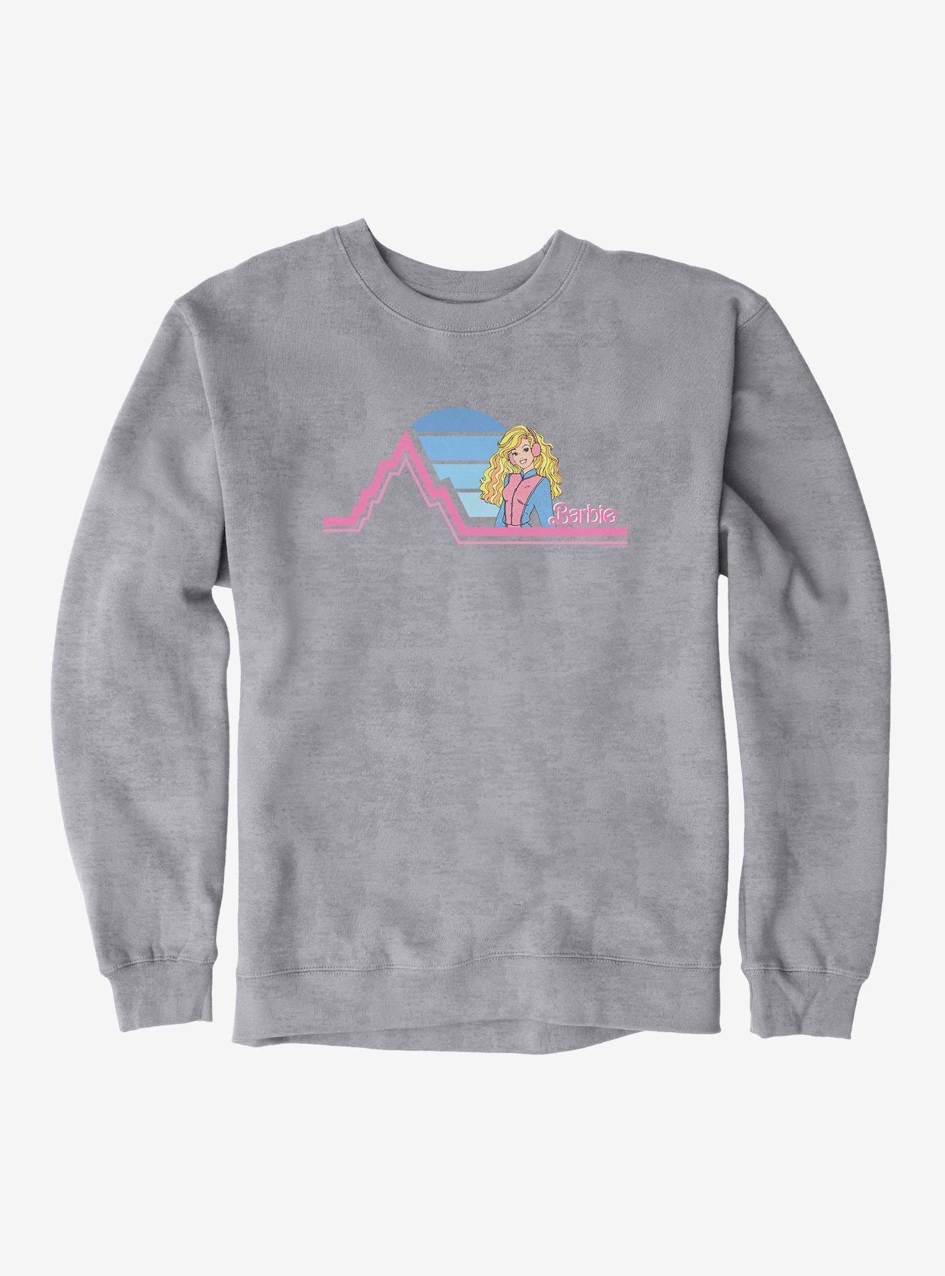 Barbie Holiday Vintage Stripe Sweatshirt, SPORT GRAY, hi-res