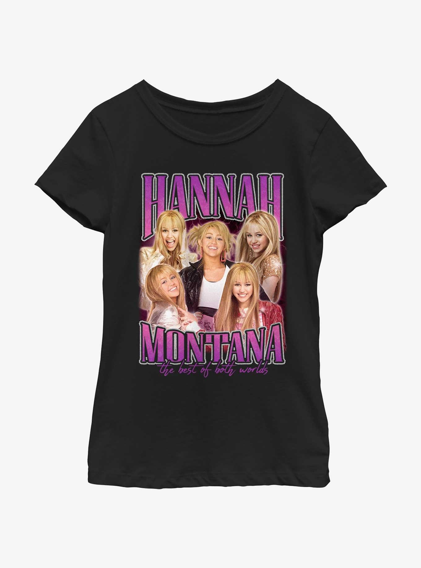 Hannah Montana Both Worlds Collage Youth Girls T-Shirt, BLACK, hi-res