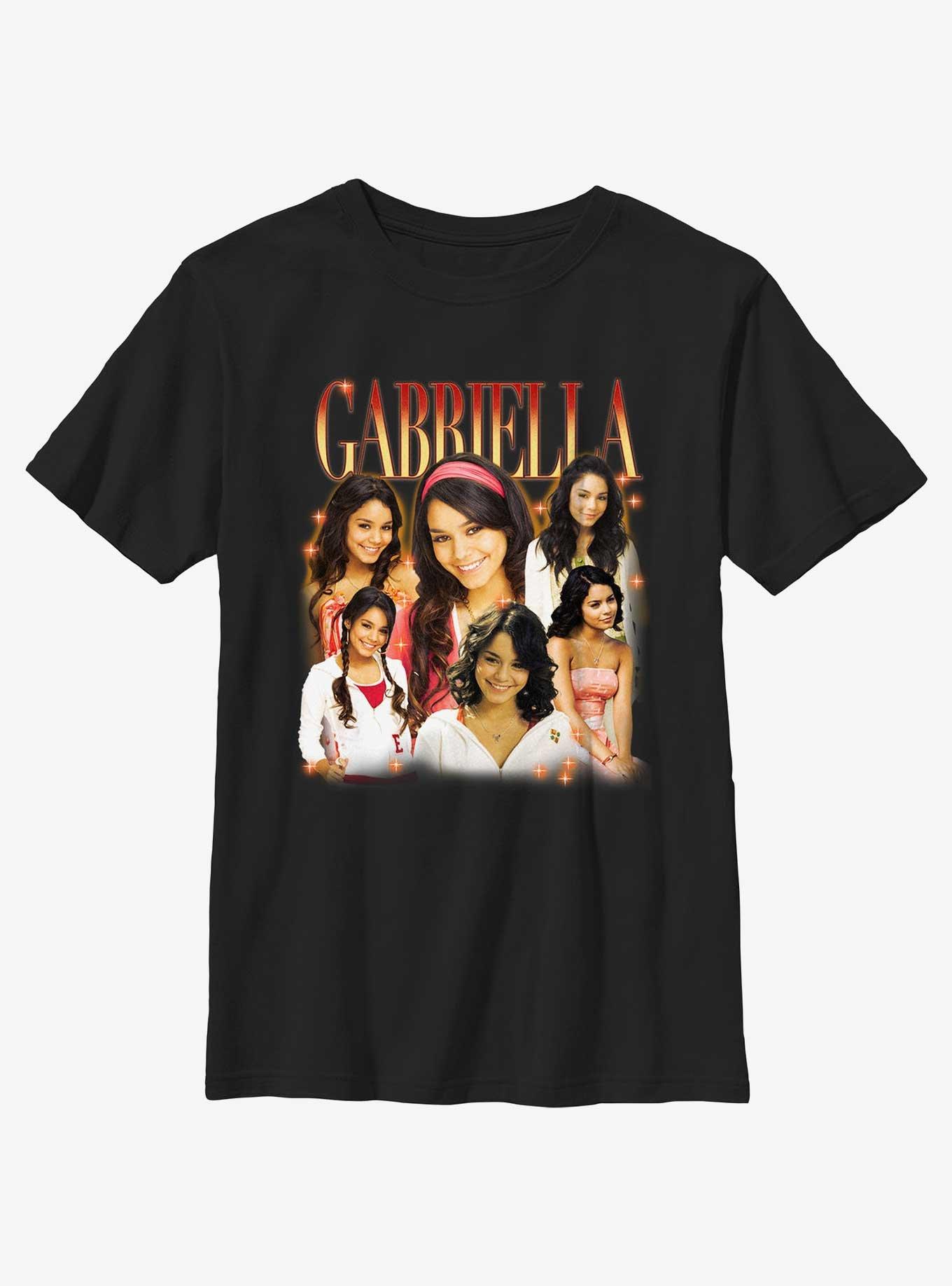 High School Musical Gabriella Portrait Collage Youth T-Shirt, BLACK, hi-res