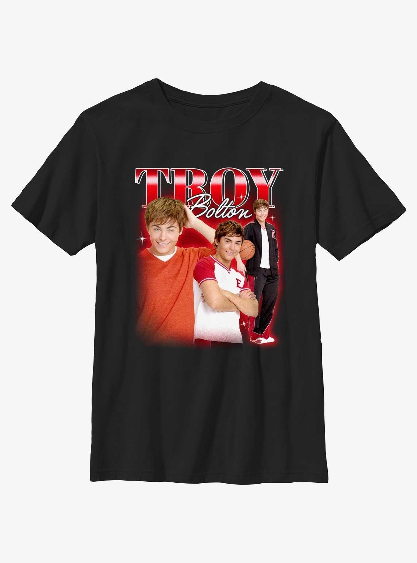 High School Musical Troy Bolton Portrait Collage Youth T-Shirt, BLACK, hi-res