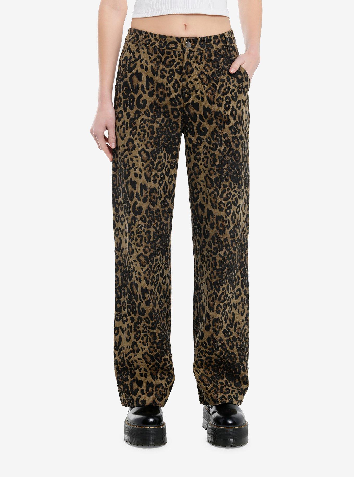 Leopard Print Wide Leg Jeans, , hi-res