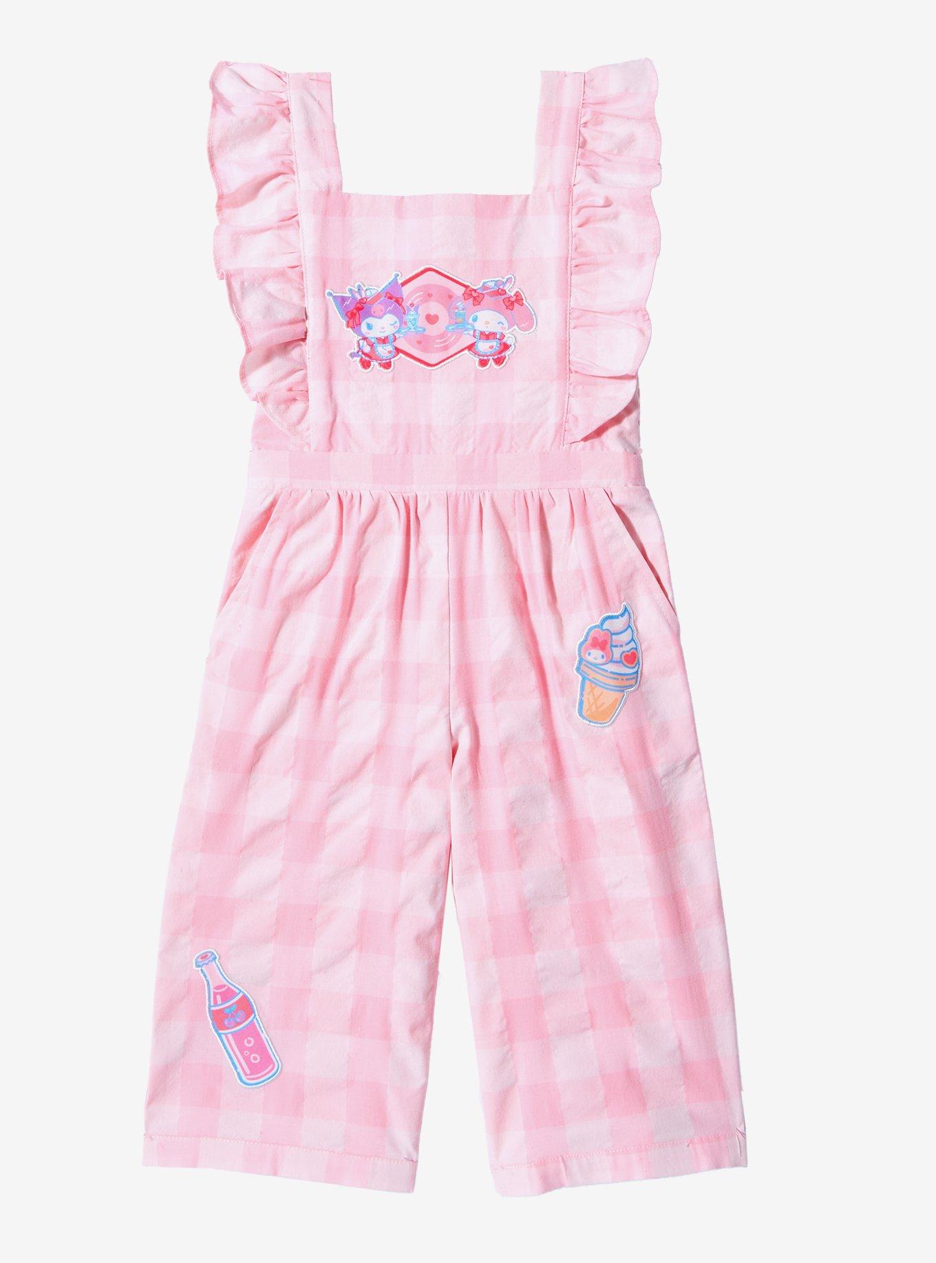 Sanrio My Melody & Kuromi Diner Icons Checkered Toddler Ruffle Romper - BoxLunch Exclusive, LIGHT PINK, hi-res