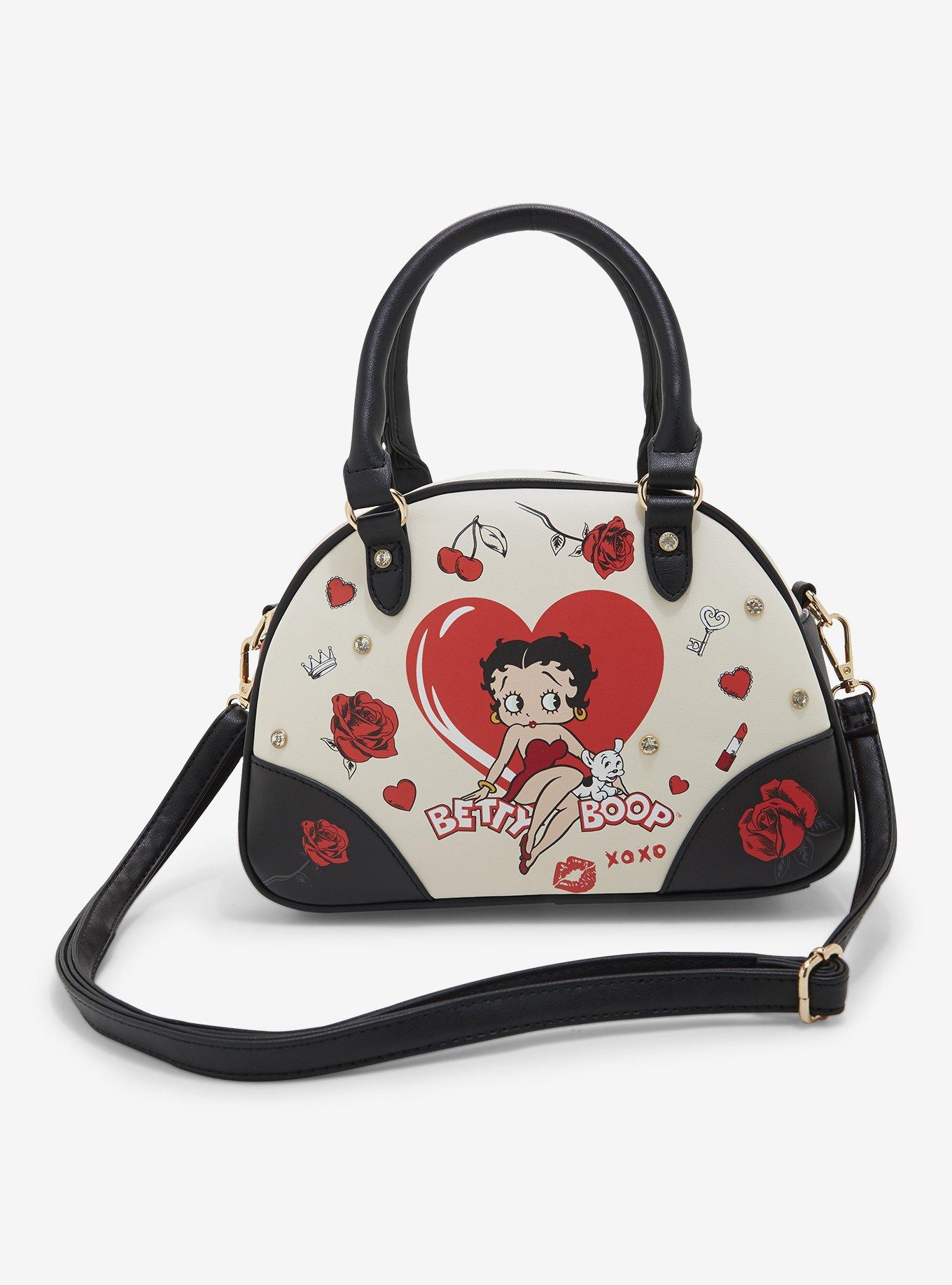 Betty Boop Art Rhinestone Bowler Handbag, , hi-res