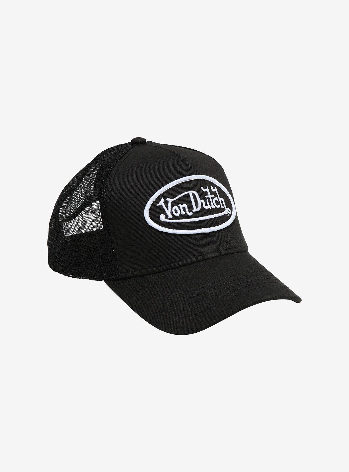 Von Dutch Logo Black Trucker Hat, , hi-res