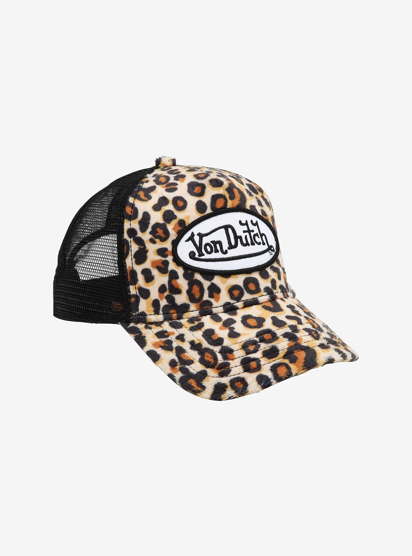 Von Dutch Logo Leopard Print Trucker Hat, , hi-res