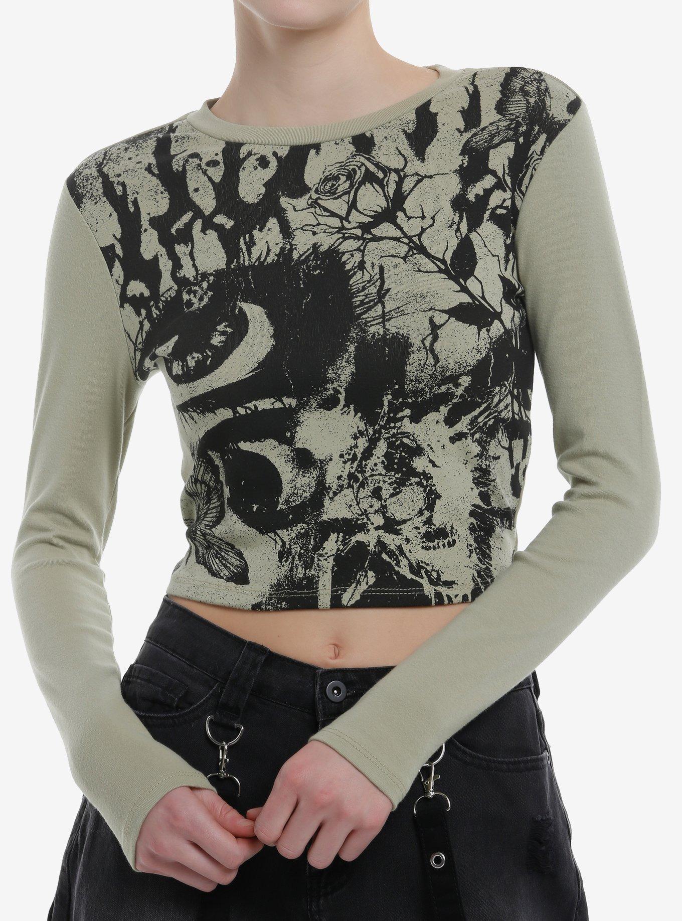 Social Collision Eye & Rose Collage Girls Long-Sleeve Top, , hi-res