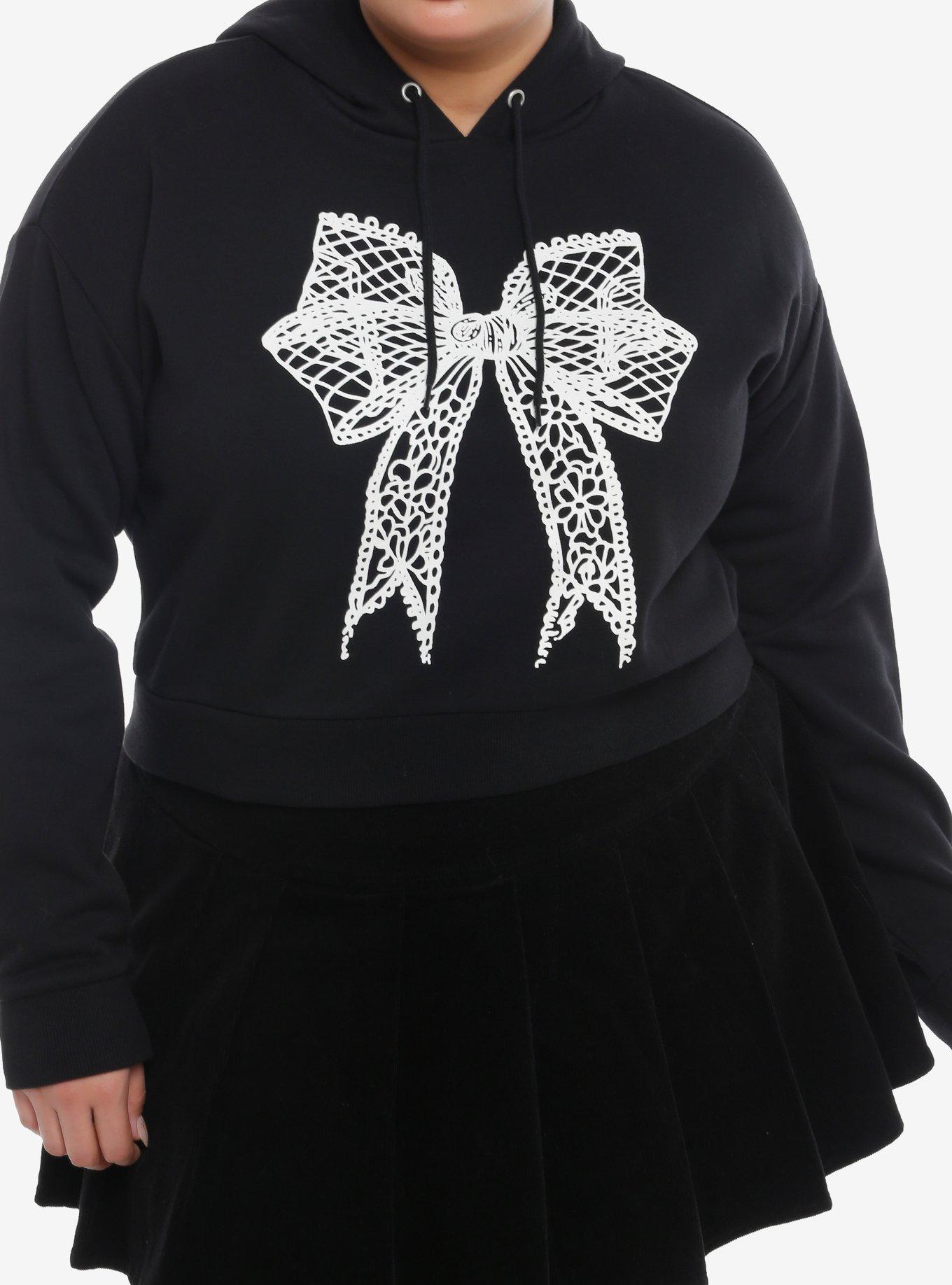 Cosmic Aura Delight In The Darkness Bow Girls Crop  Hoodie Plus Size, , hi-res