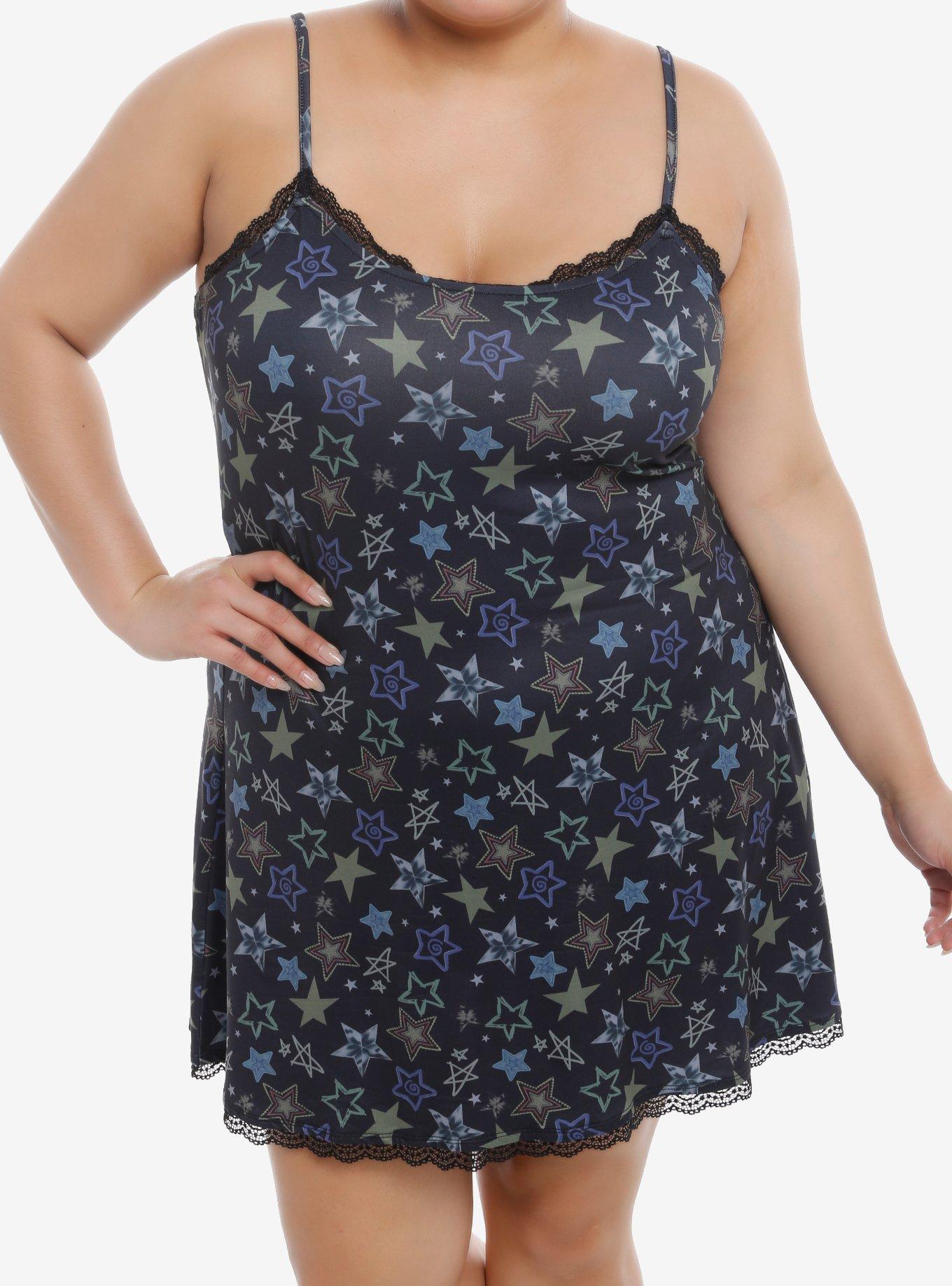 Social Collision Multicolored Stars Cami Mini Dress Plus