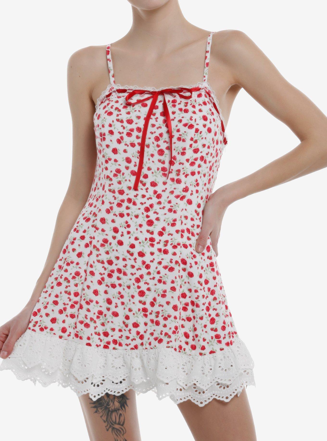 Sweet Society Strawberry Lace Cami Dress, , hi-res