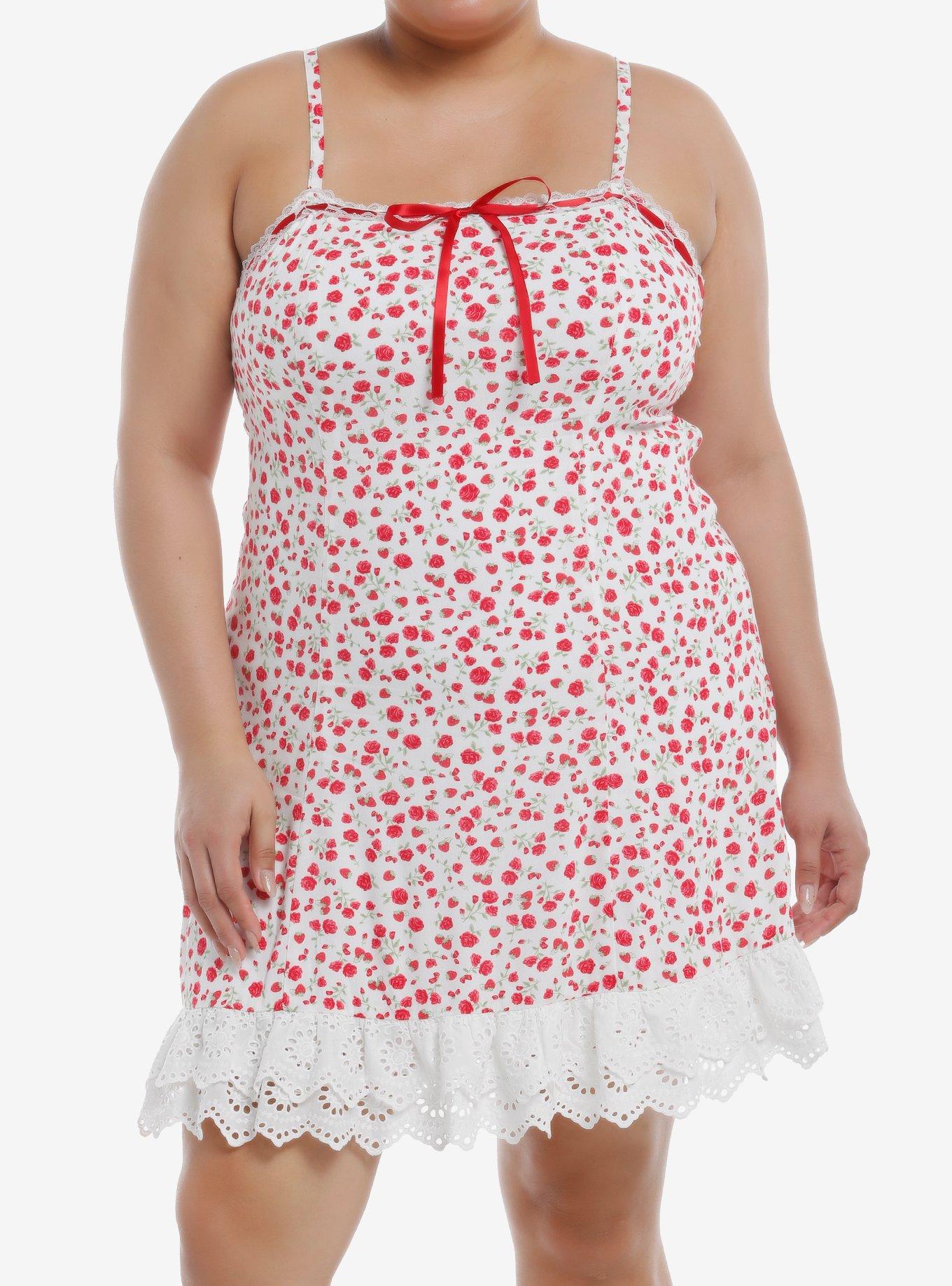 Sweet Society Strawberry Lace Cami Dress Plus Size | Hot Topic