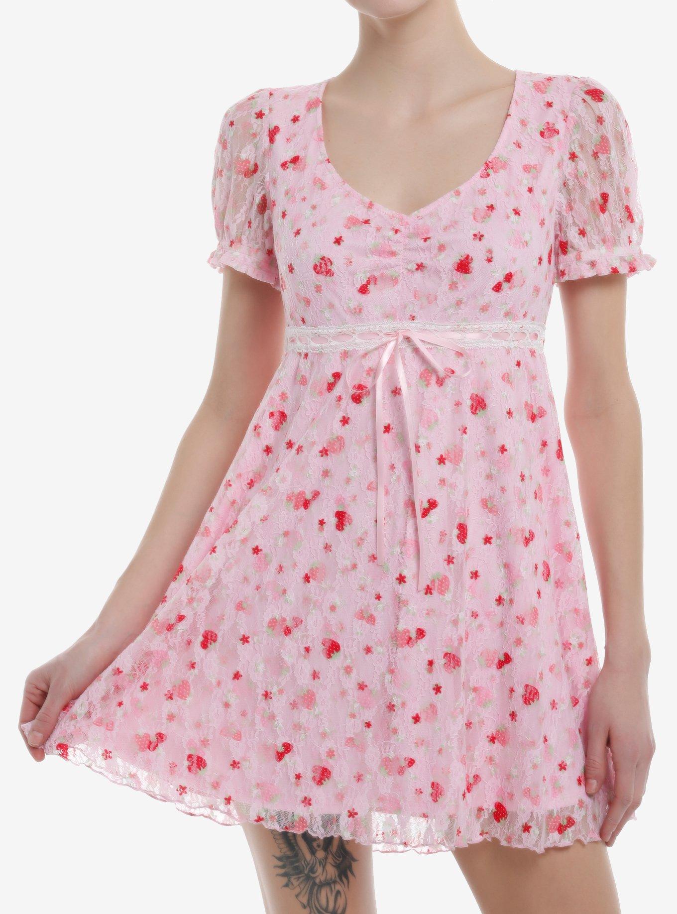 Sweet Society Strawberry Lace Empire Dress, , hi-res