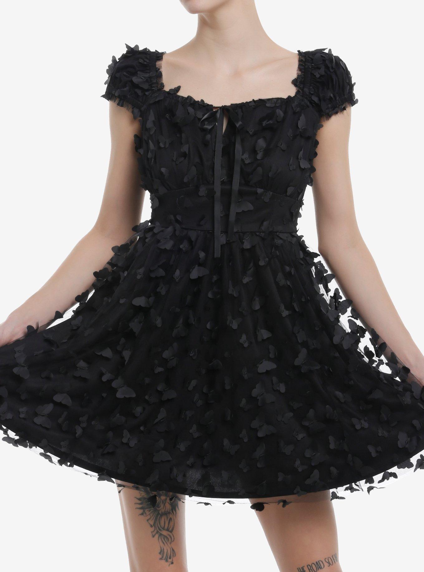 Cosmic Aura Black 3D Butterfly Babydoll Dress, , hi-res