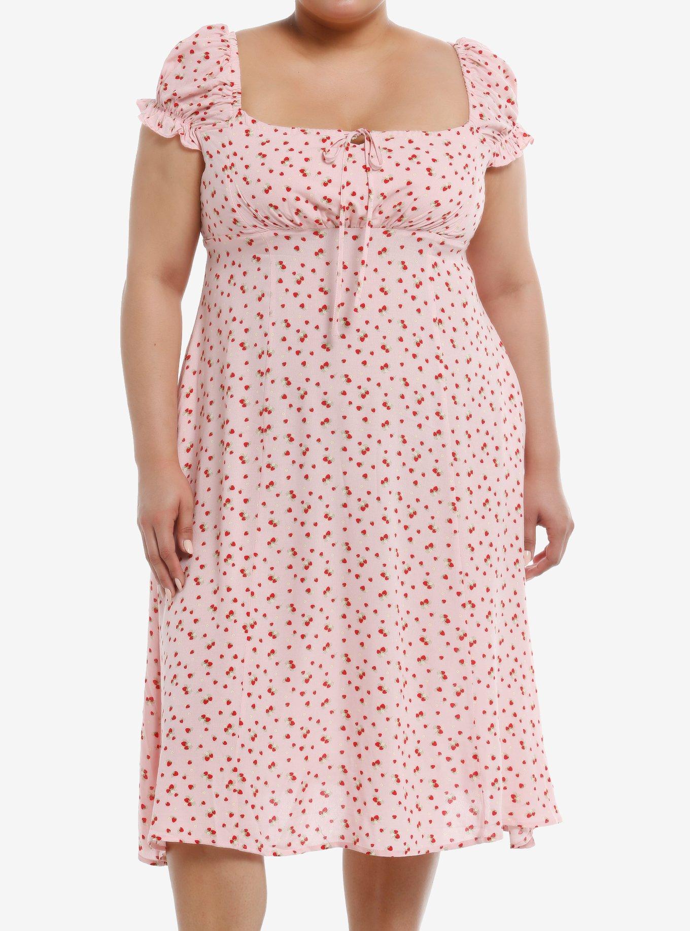 Sweet Society Strawberry Empire Midi Dress Plus Size, , hi-res