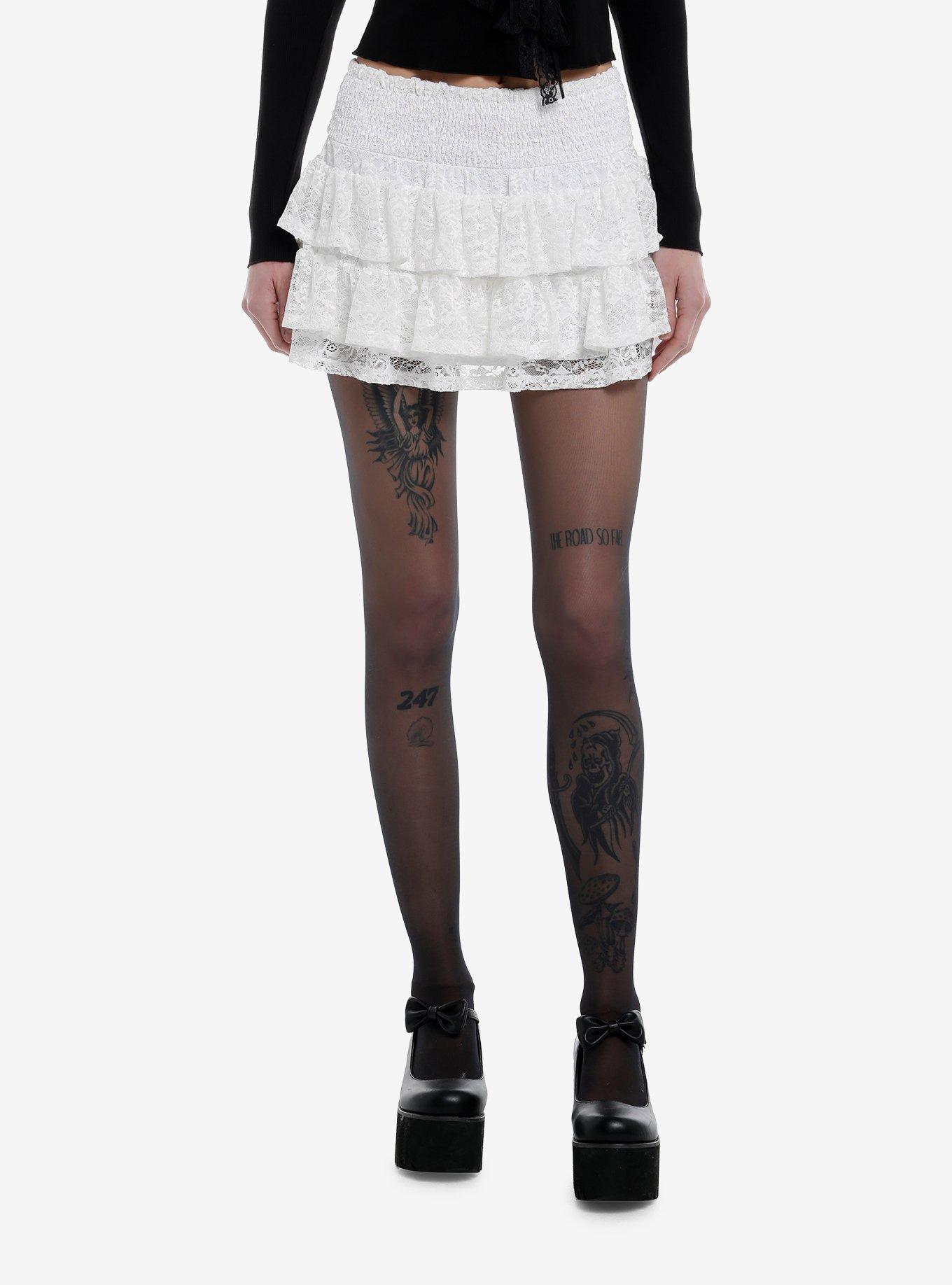 Sweet Society White Lace Ruffle Skort, , hi-res