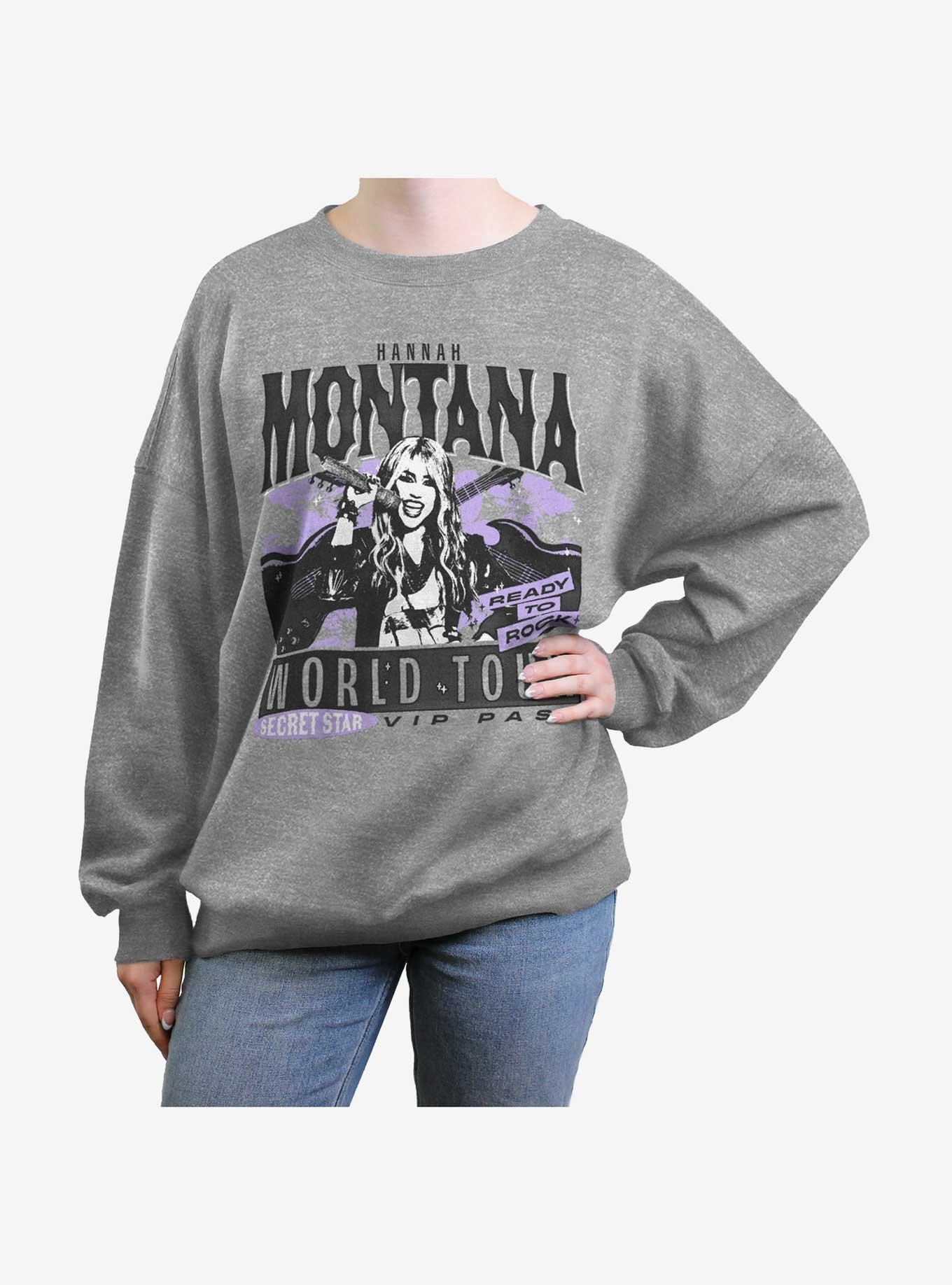 Hannah Montana World Tour Poster Womens Oversized Sweatshirt, HEATHER GR, hi-res