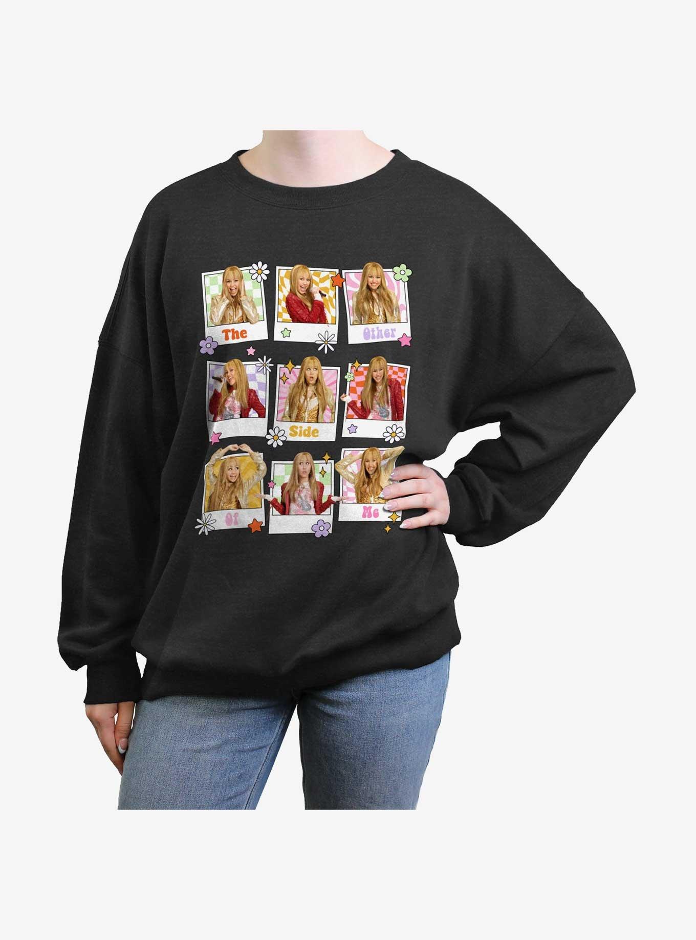 Hannah Montana Polaroid Portraits Womens Oversized Sweatshirt, CHAR HTR, hi-res