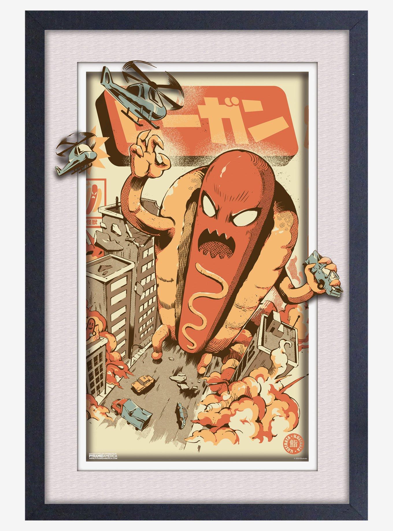 Ilustrata Hotdog Kaiju Plexi Framed Poster, , hi-res