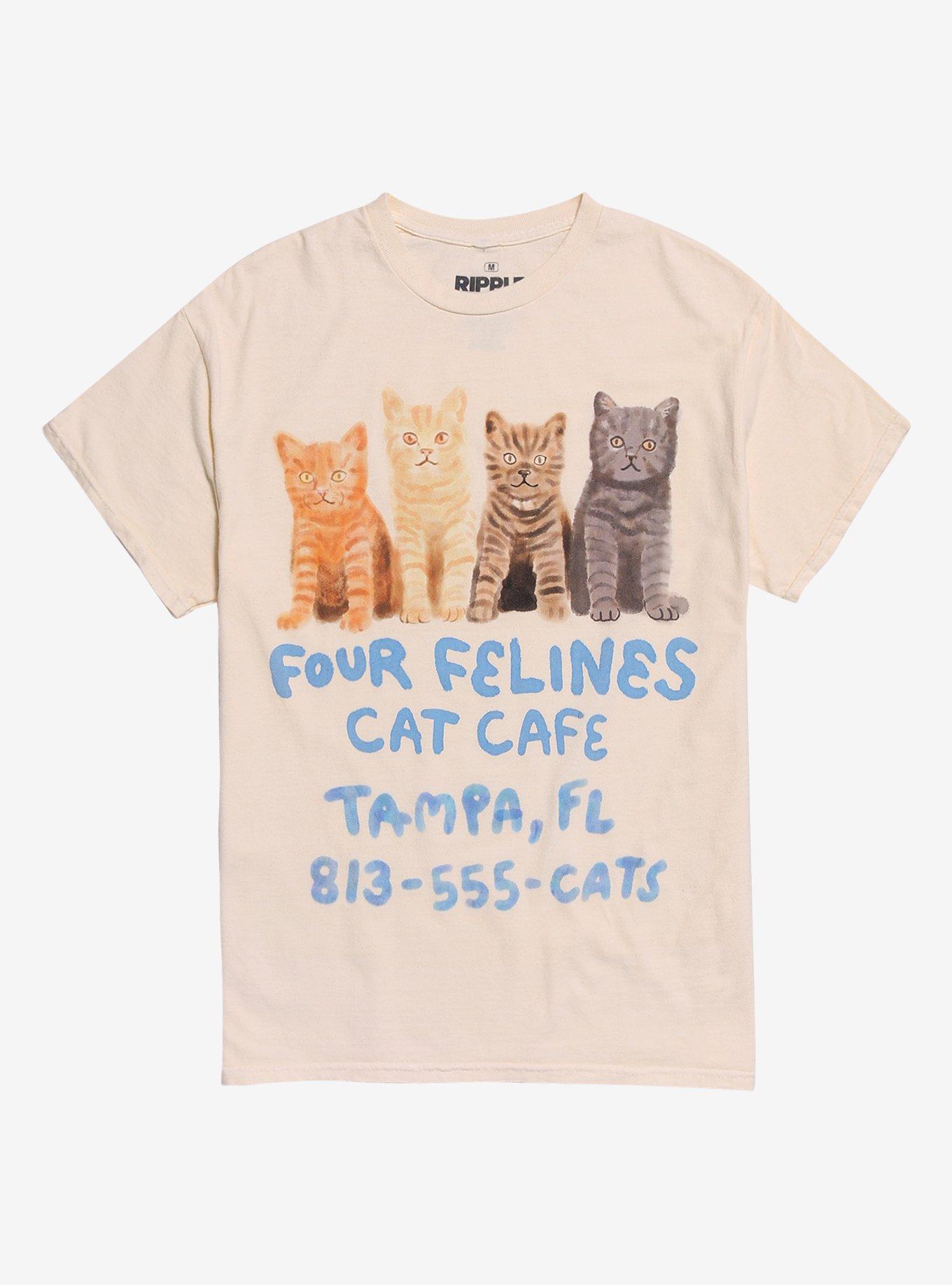 Four Felines Cat Cafe T-Shirt, , hi-res