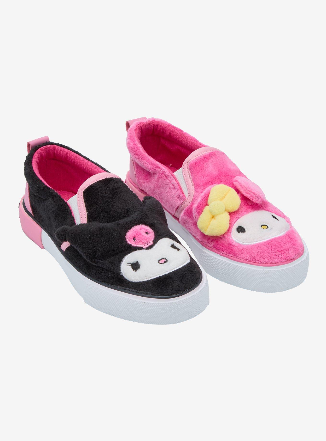 My Melody & Kuromi Fuzzy Mismatch Slip-On Sneakers, , hi-res